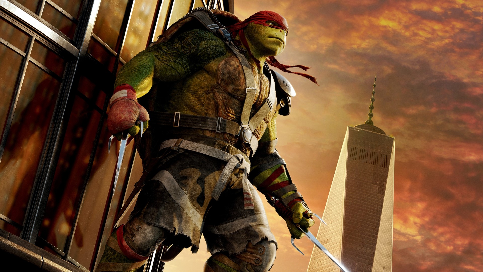 Raphael from Teenage Mutant Ninja Turtles on a skyscraper HD Wallpaper