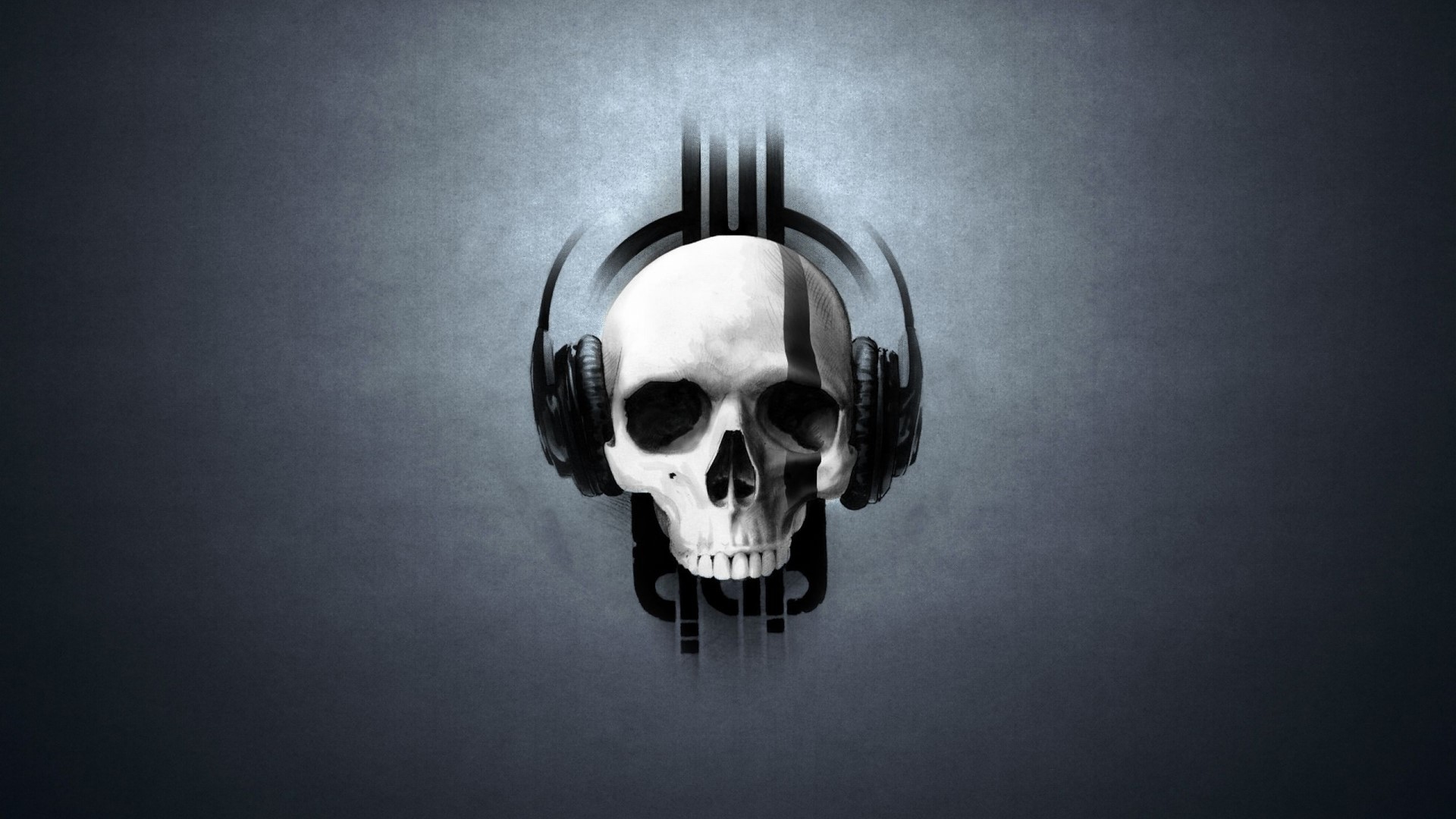 Skull with headphones and abstract design HD Wallpaper