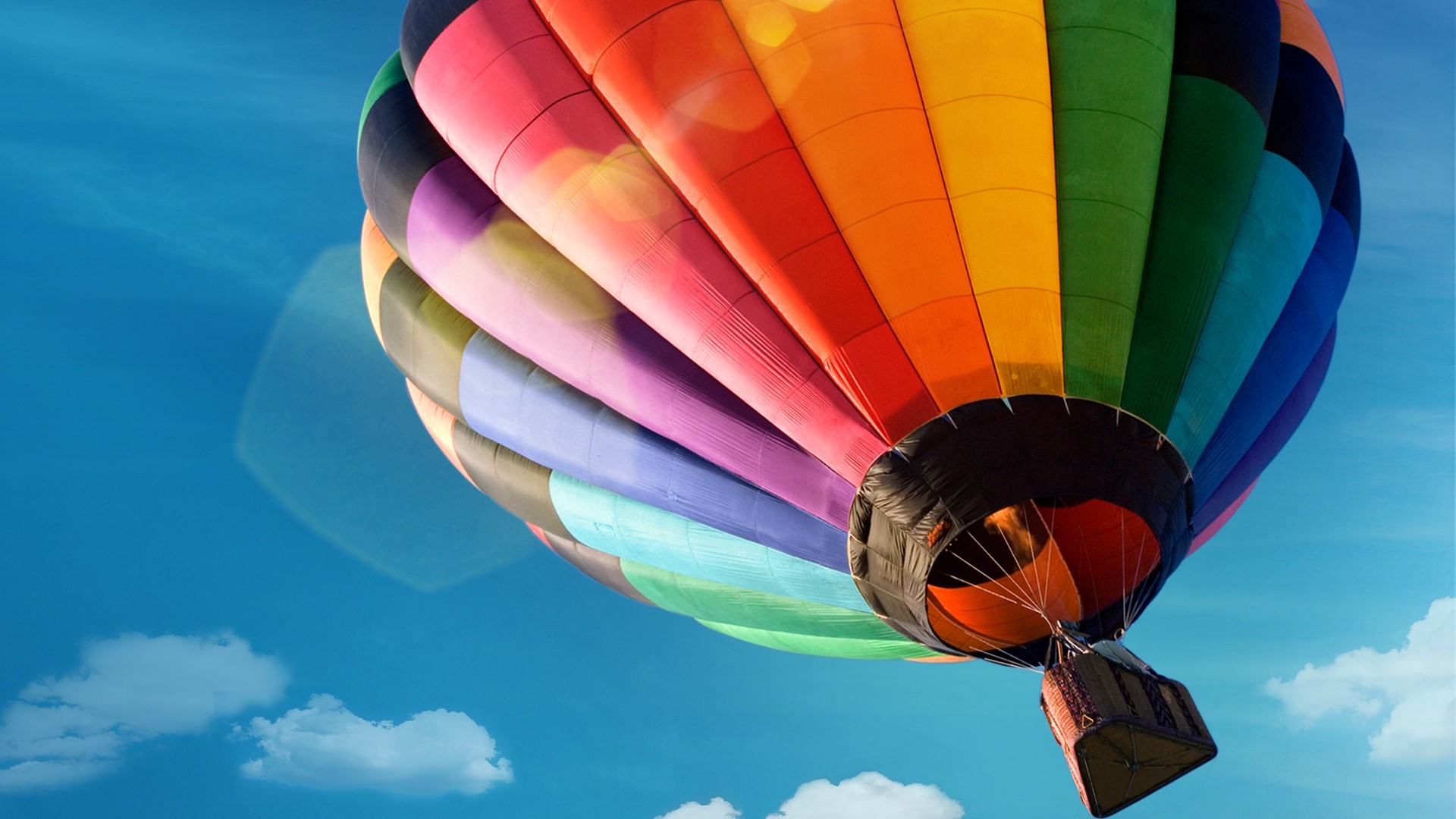Colorful Hot Air Balloon in Blue Sky HD Wallpaper