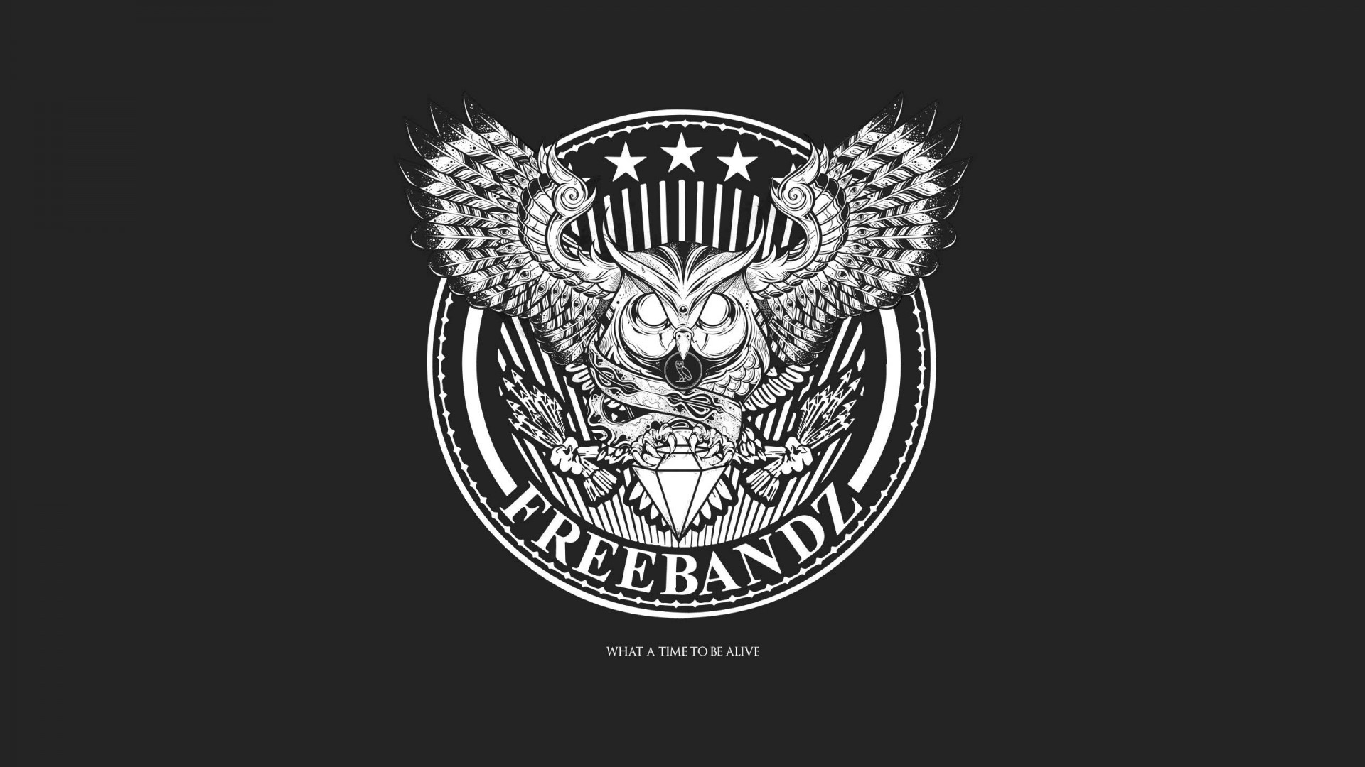 Freebandz logo with owl and diamond HD Wallpaper