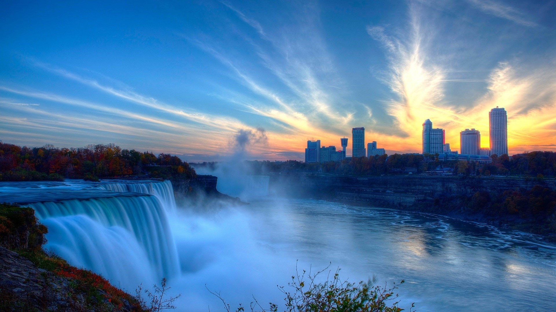 Niagara Falls Waterfall at Sunset HD Wallpaper