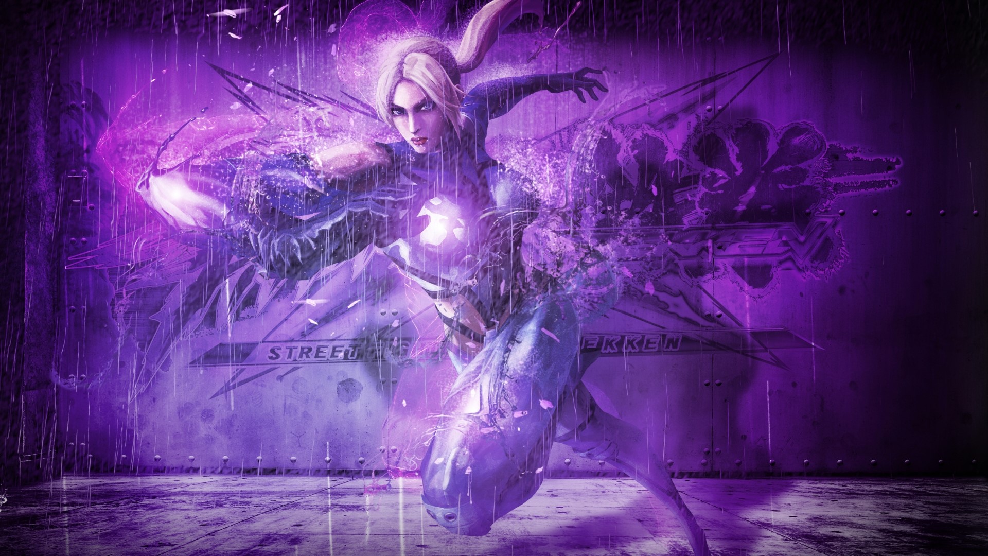 Nina Williams from Tekken in purple energy HD Wallpaper