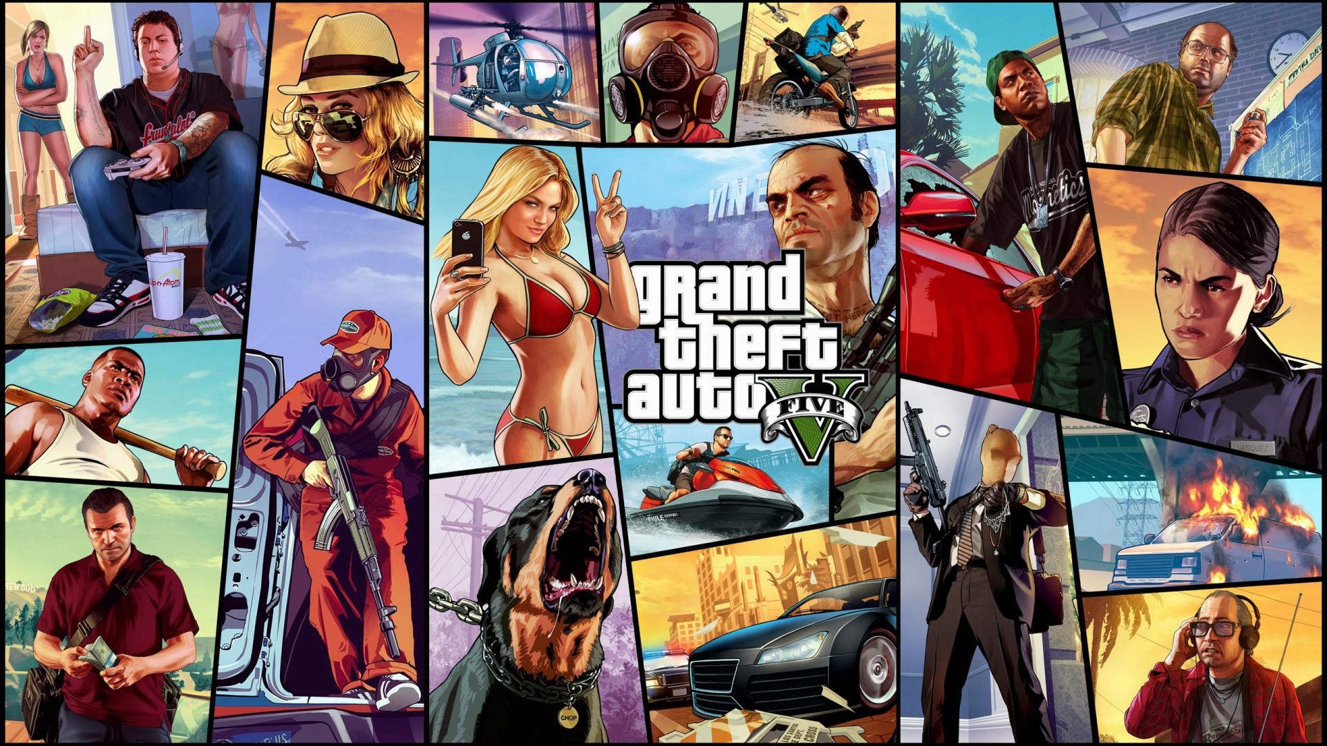 Grand Theft Auto V collage HD Wallpaper