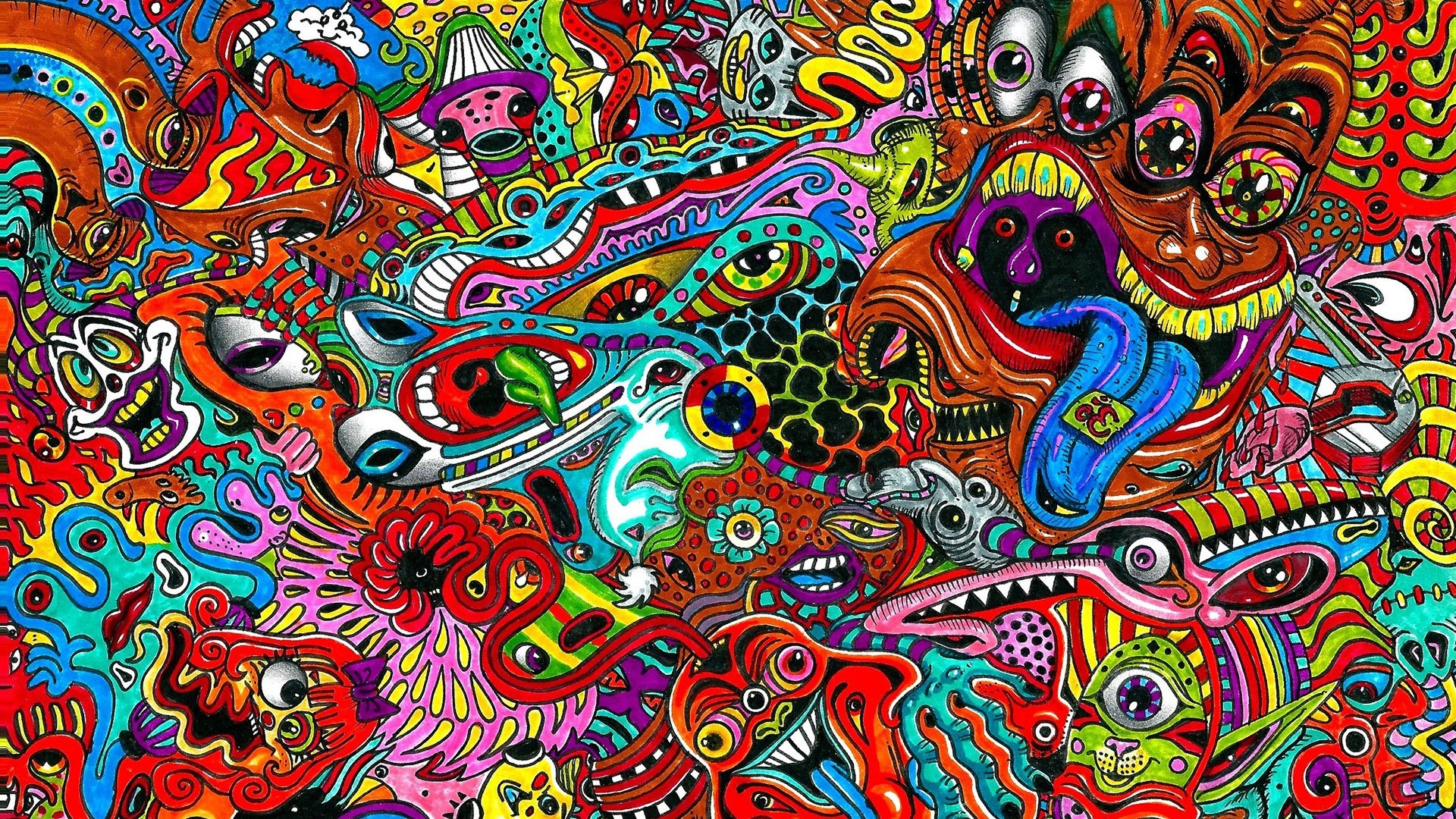 Colorful Psychedelic Artistic Abstract Illustration HD Wallpaper