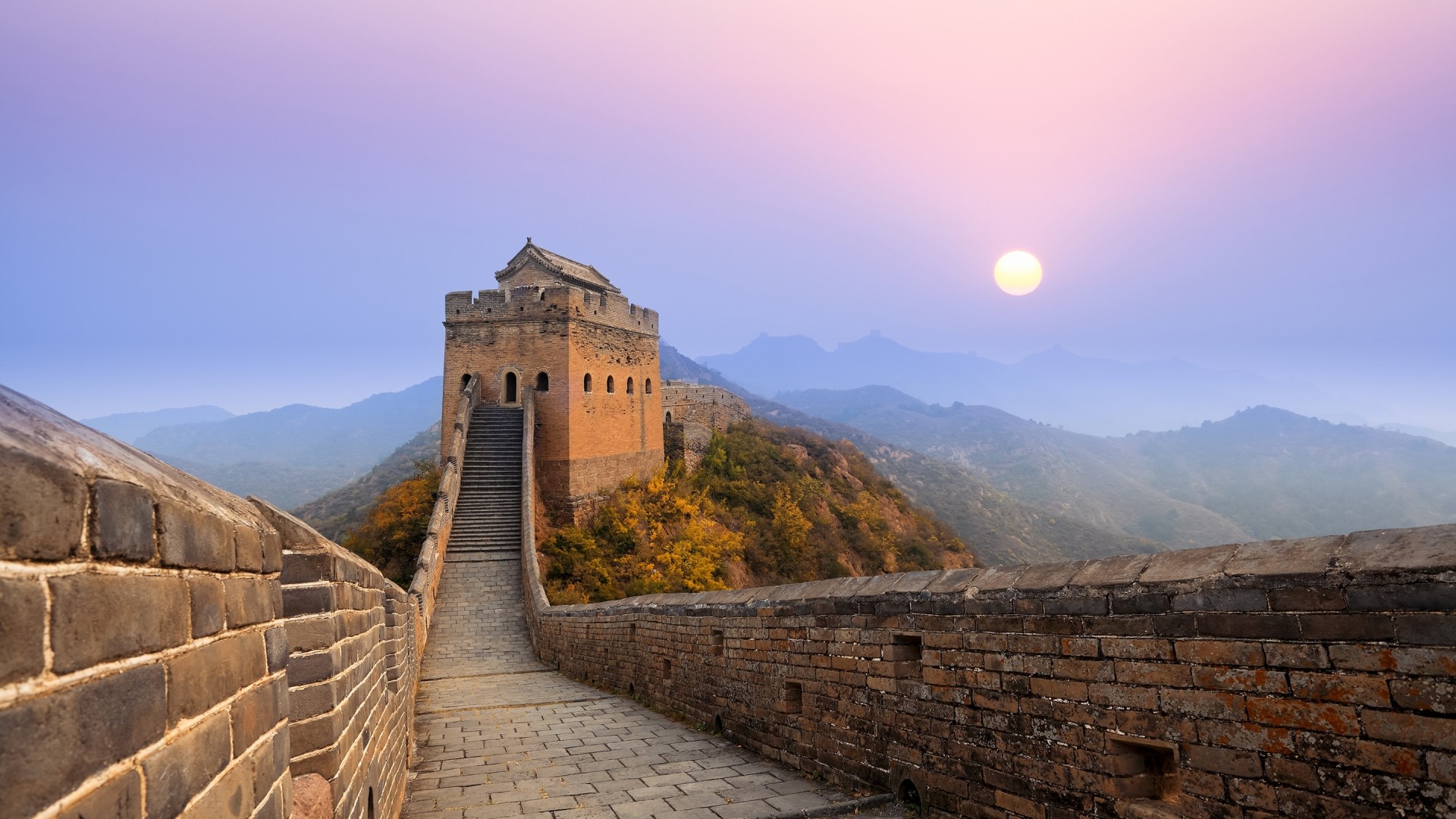 Great Wall of China at Sunrise HD Wallpaper