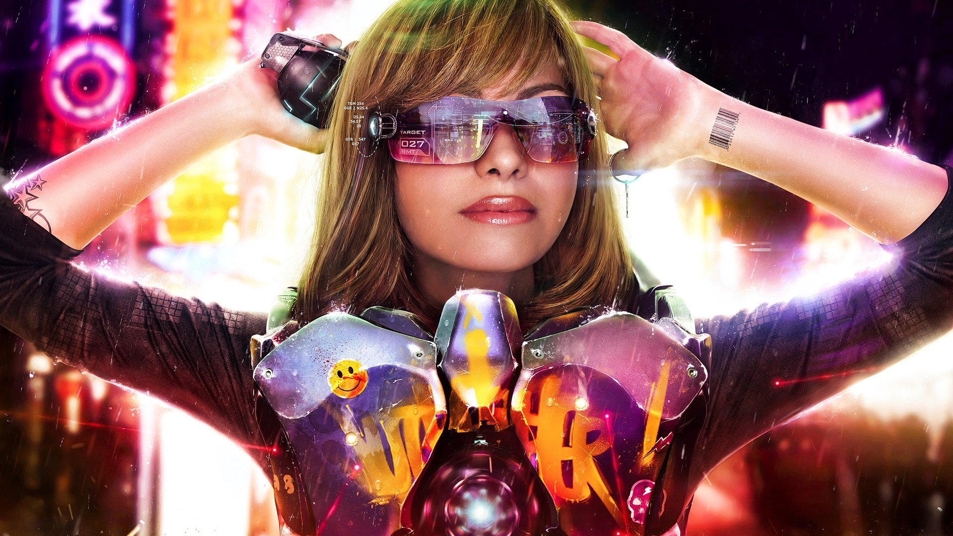 Girl with futuristic glasses and armor HD Wallpaper