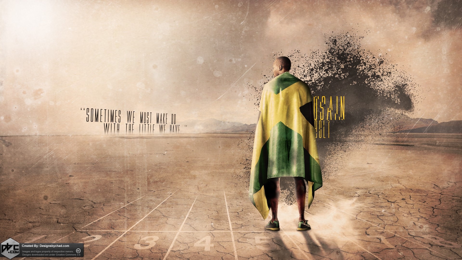 Usain Bolt wearing Jamaican flag HD Wallpaper
