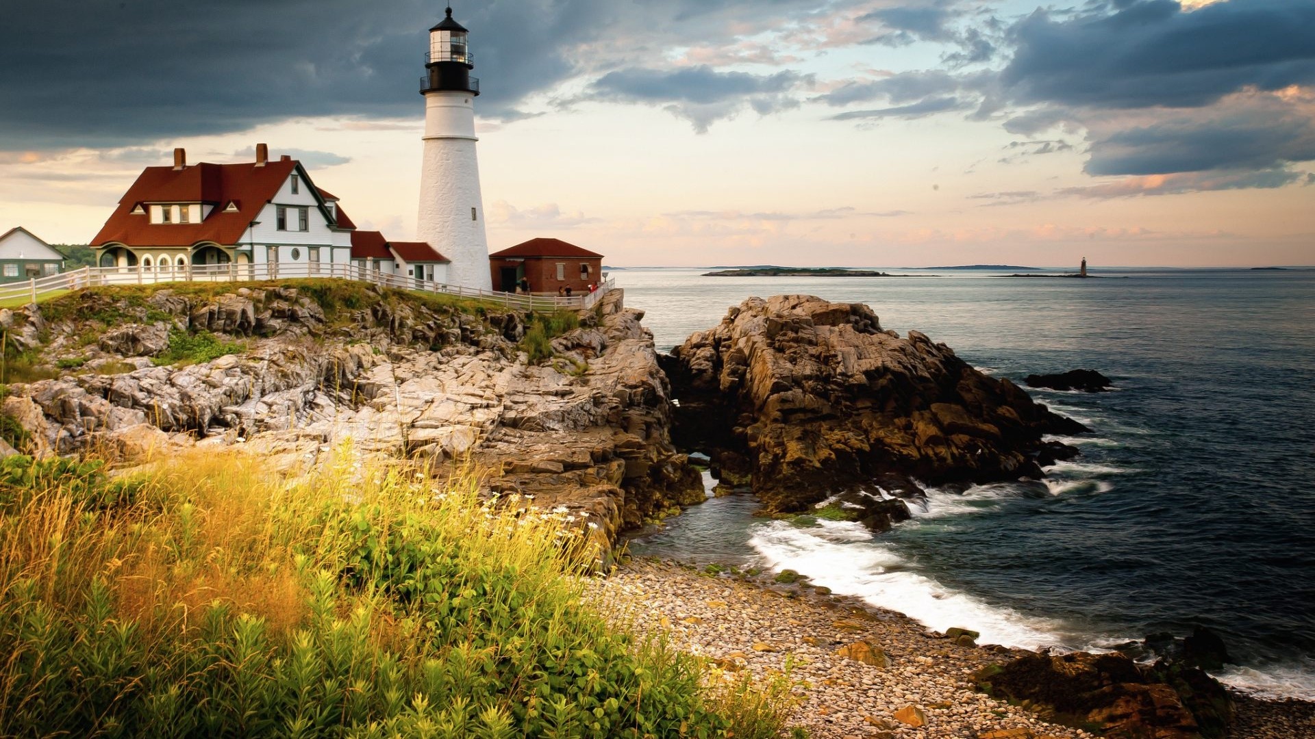 Portland Head Light Lighthouse Landscape HD Wallpaper