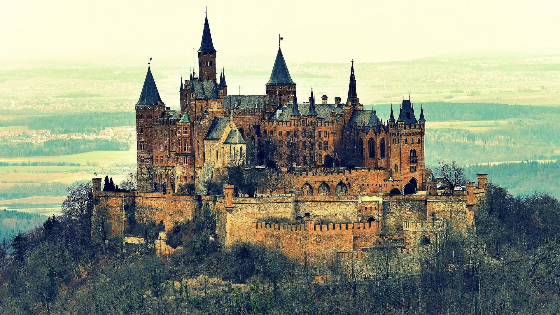 Hohenzollern Castle on a hill HD Wallpaper