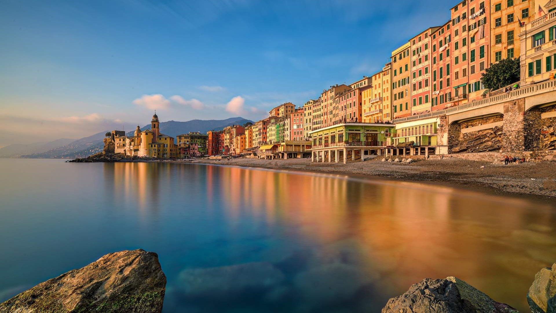 Camogli, Italy colorful buildings on the coast HD Wallpaper