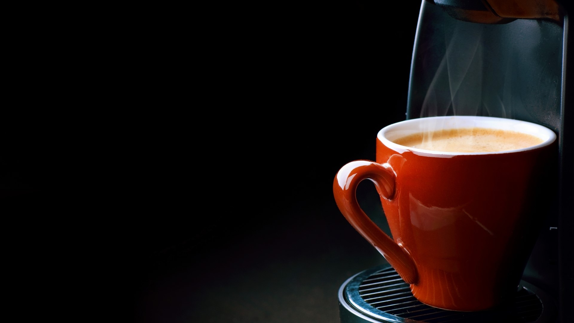 Espresso cup with coffee and steam HD Wallpaper