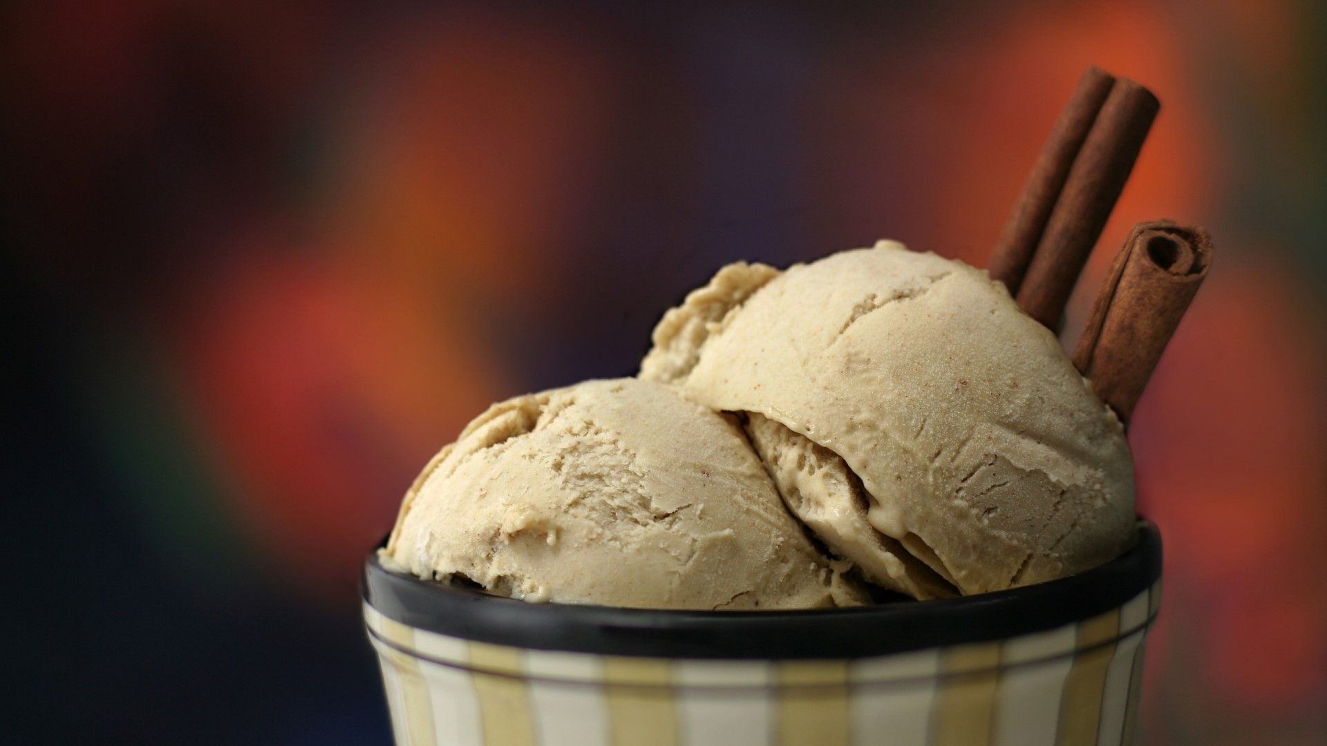Cappuccino Ice Cream with Cinnamon Sticks HD Wallpaper