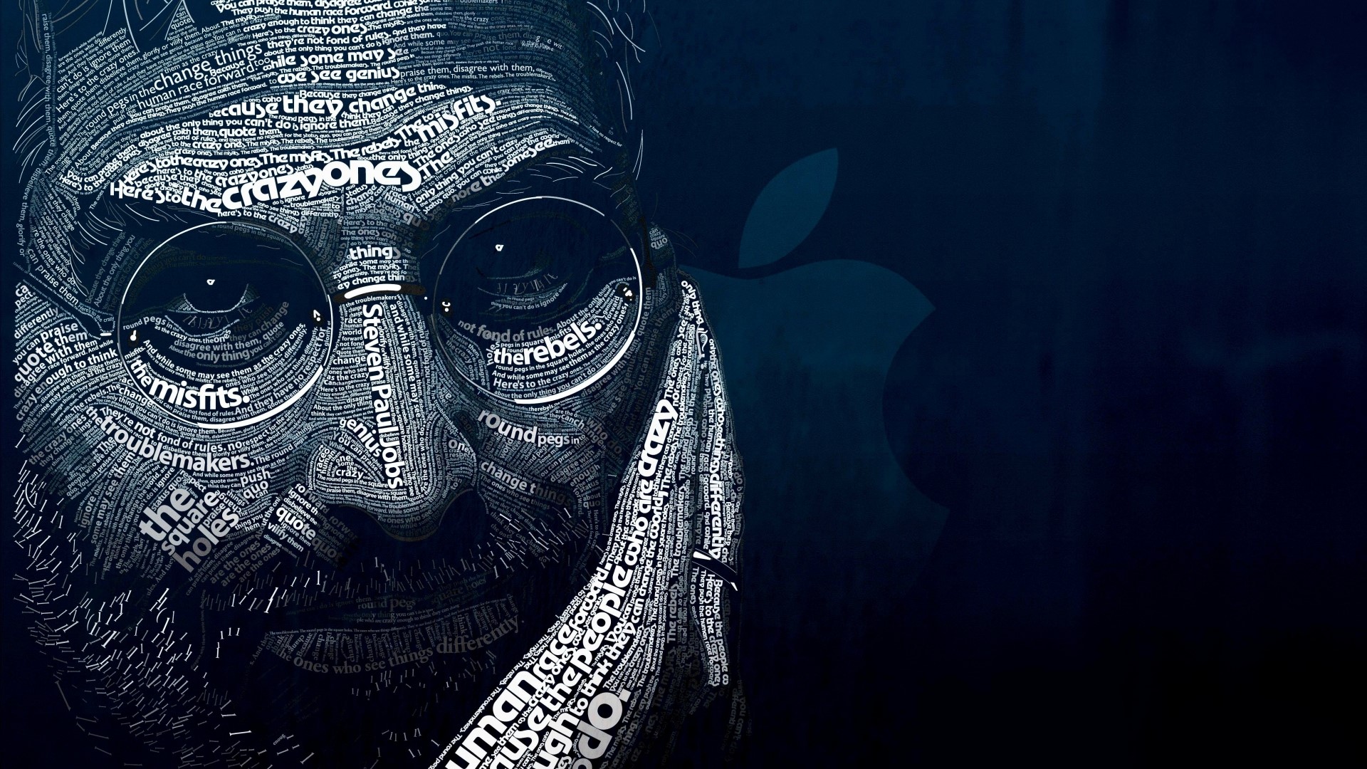 Steve Jobs Typographic Portrait HD Wallpaper