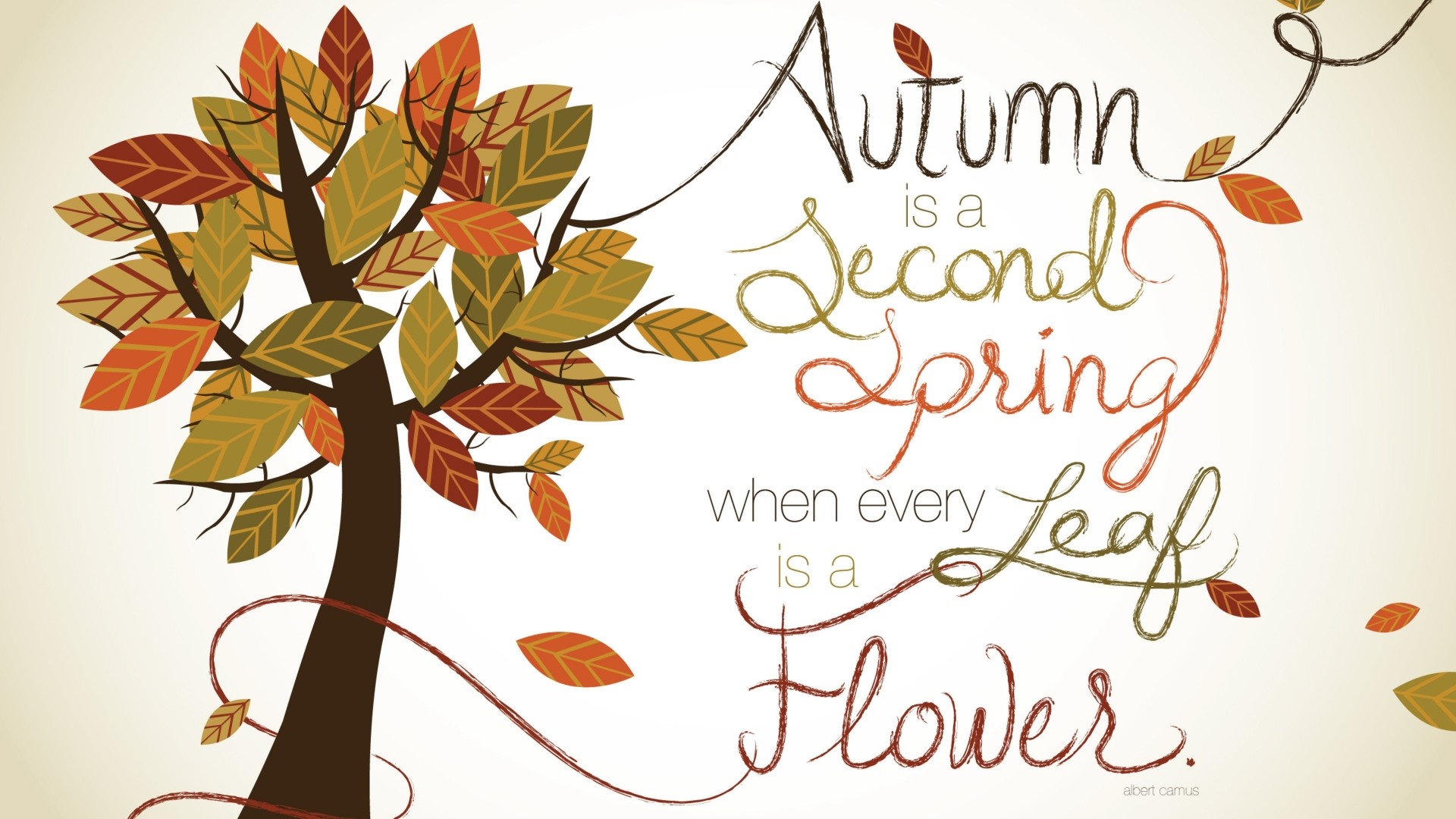 Autumn is a Second Spring Quote with Tree HD Wallpaper