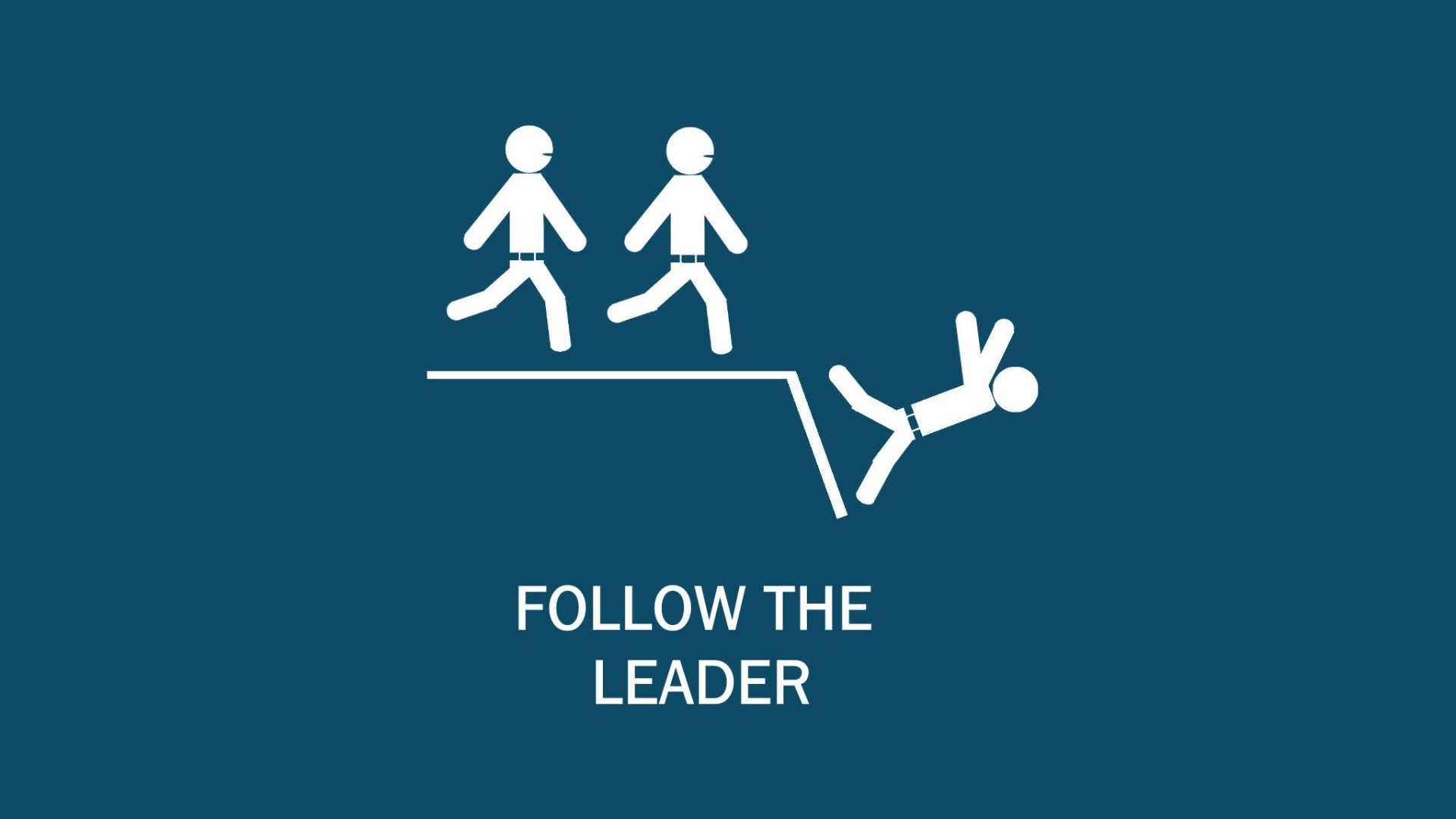 Follow the Leader stick figures falling off cliff HD Wallpaper