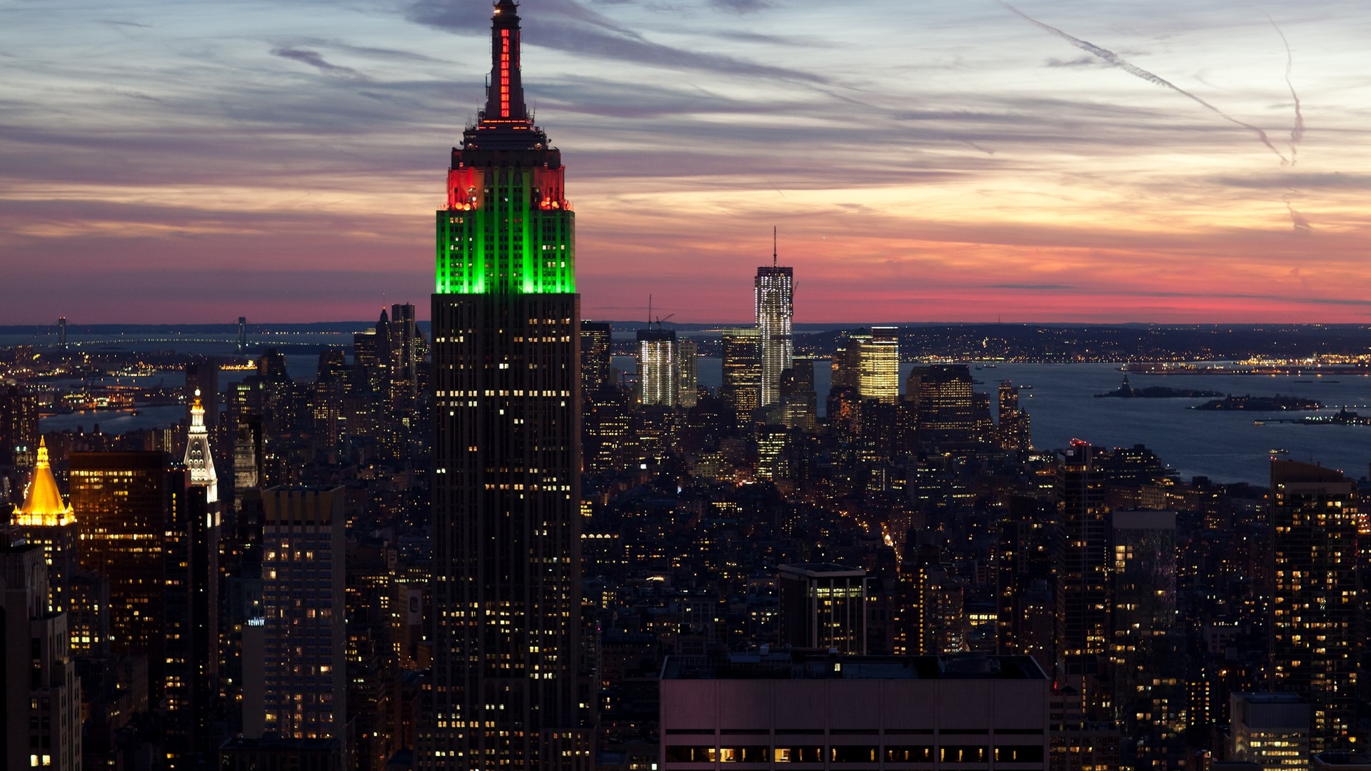 Empire State Building at Dusk Over New York City HD Wallpaper