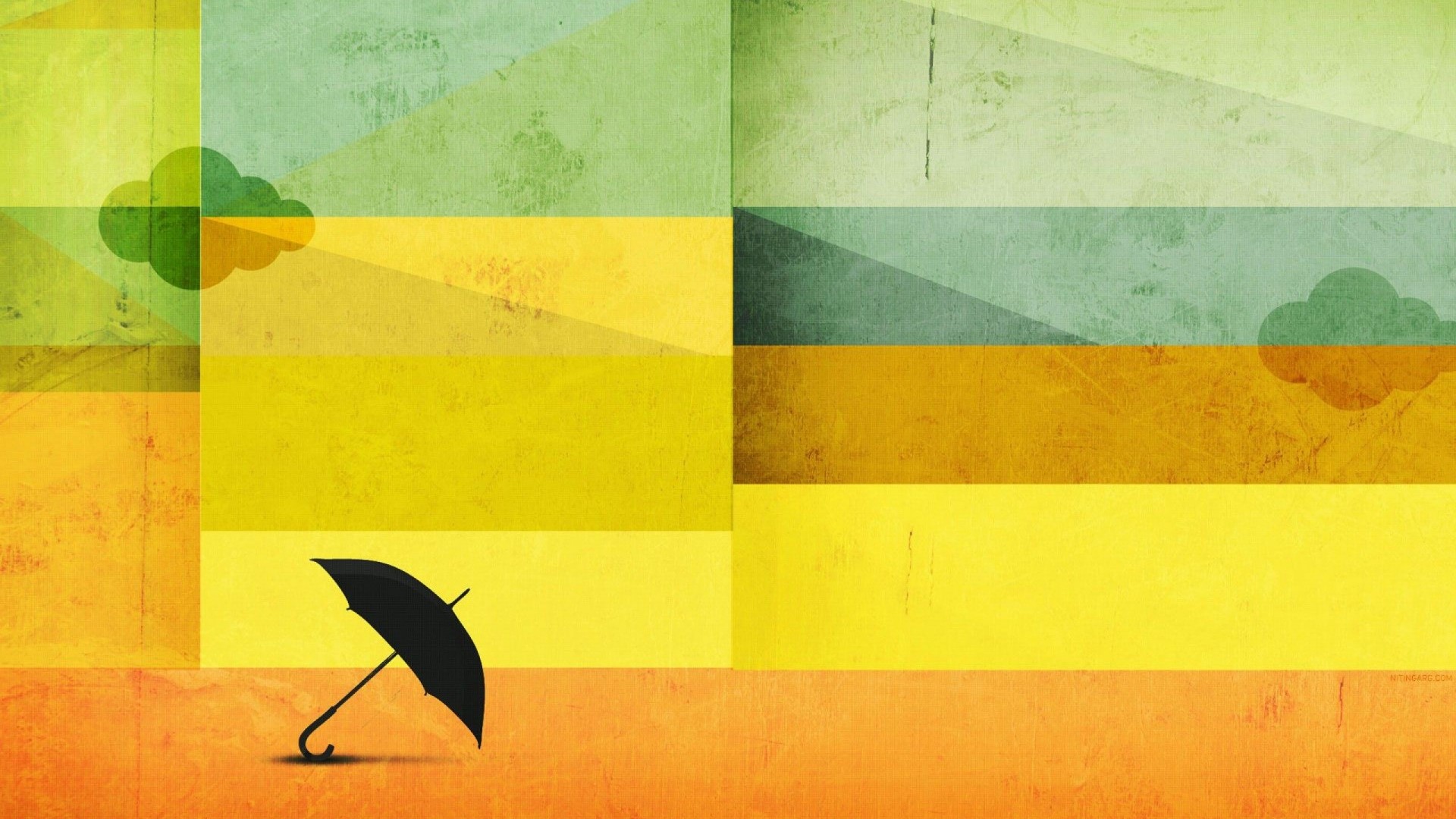 Black umbrella on abstract colorful background HD Wallpaper