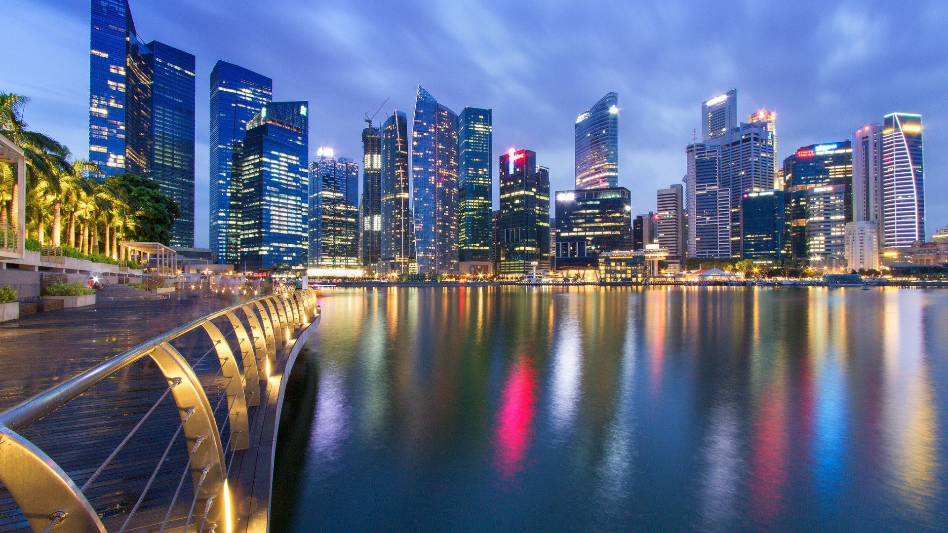 Singapore City Skyline at Night HD Wallpaper