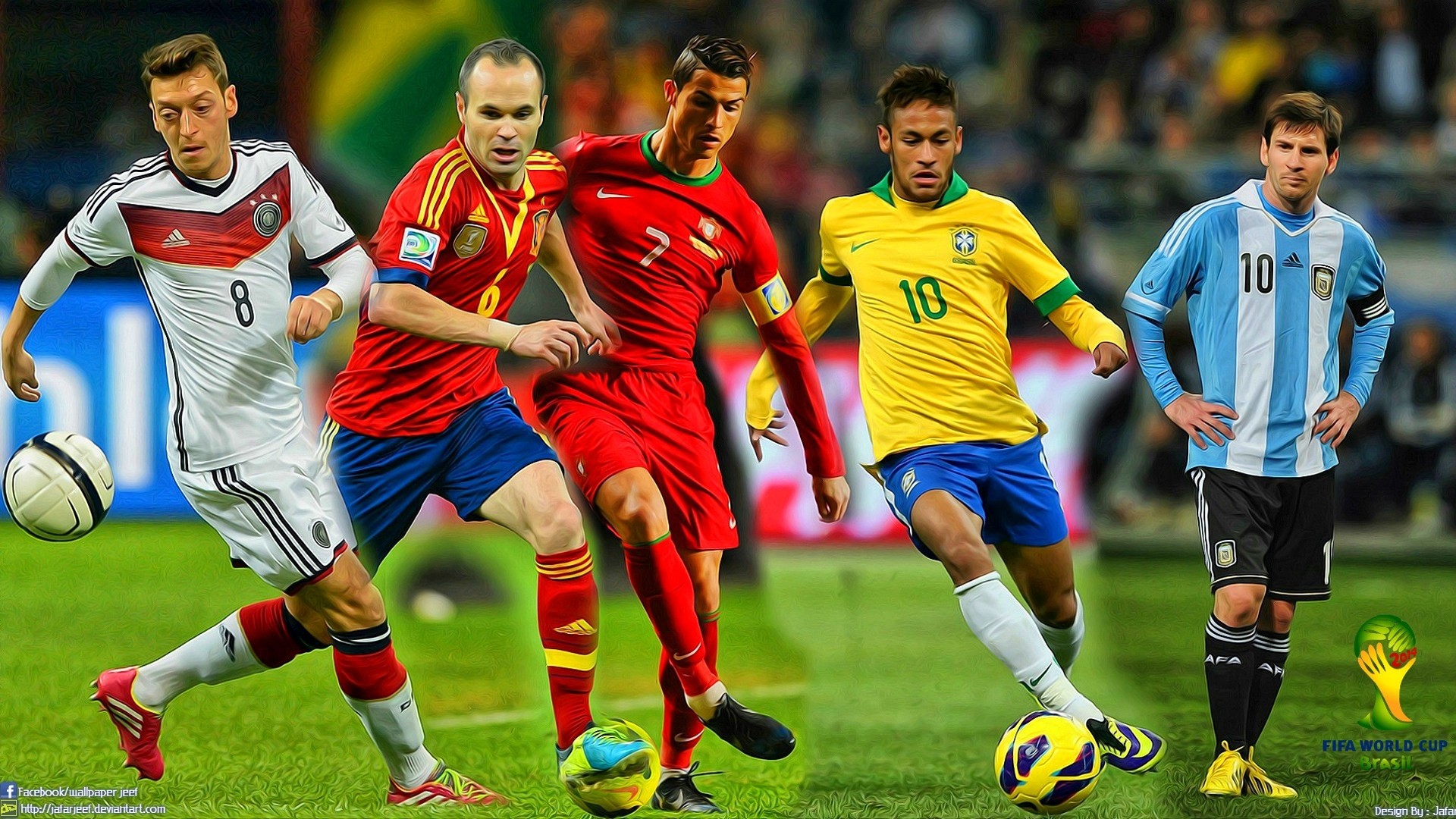 Football players from Germany, Spain, Portugal, Brazil, and Argentina HD Wallpaper