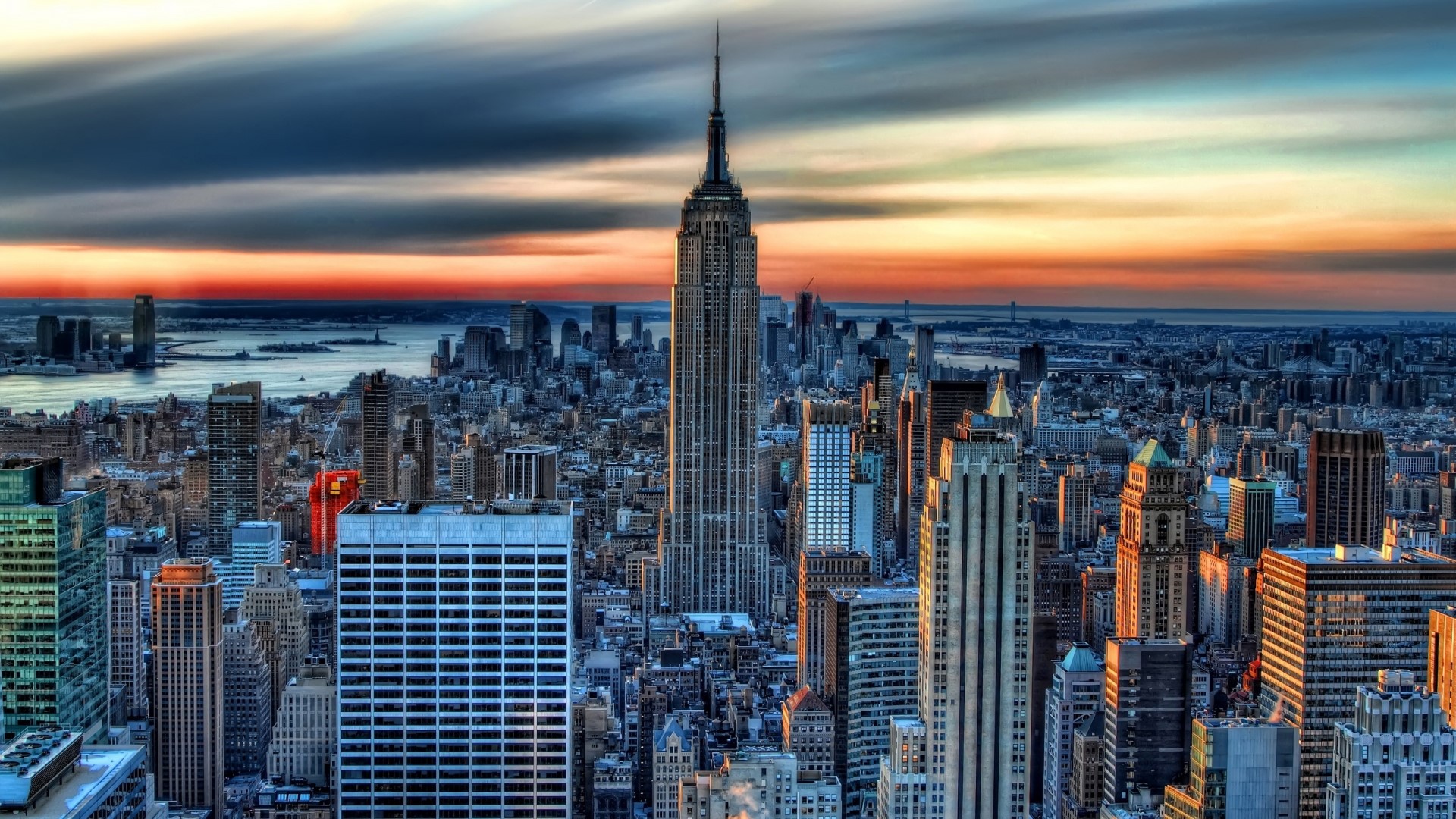 New York City Skyline at Sunset HD Wallpaper