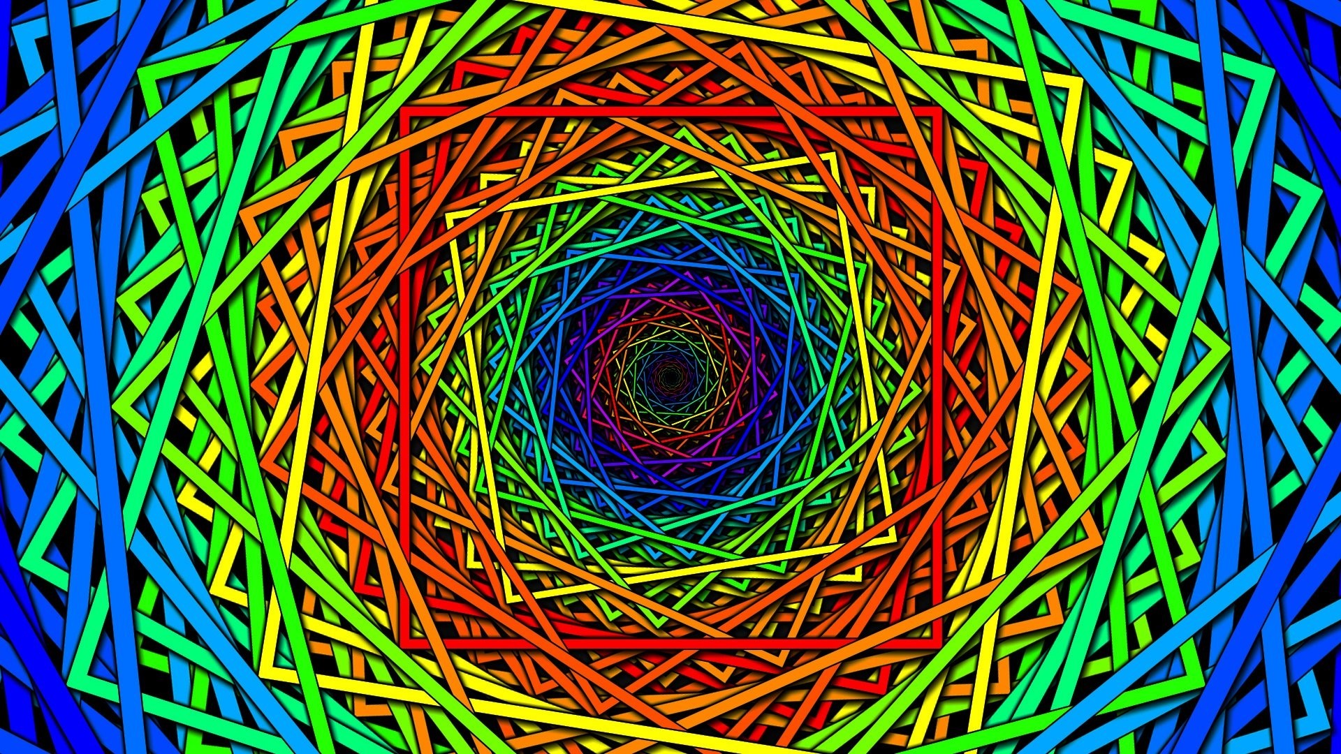 Psychedelic Rainbow Geometric Spiral Art HD Wallpaper