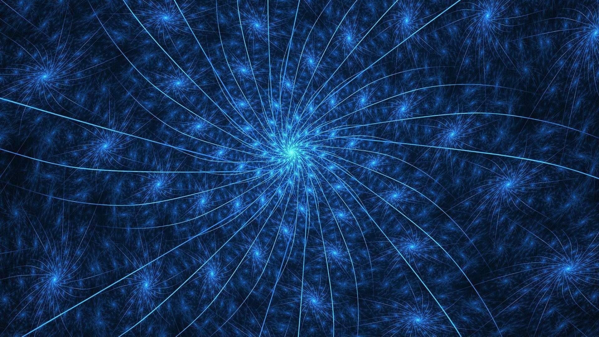 Blue fractal pattern with swirling lines HD Wallpaper