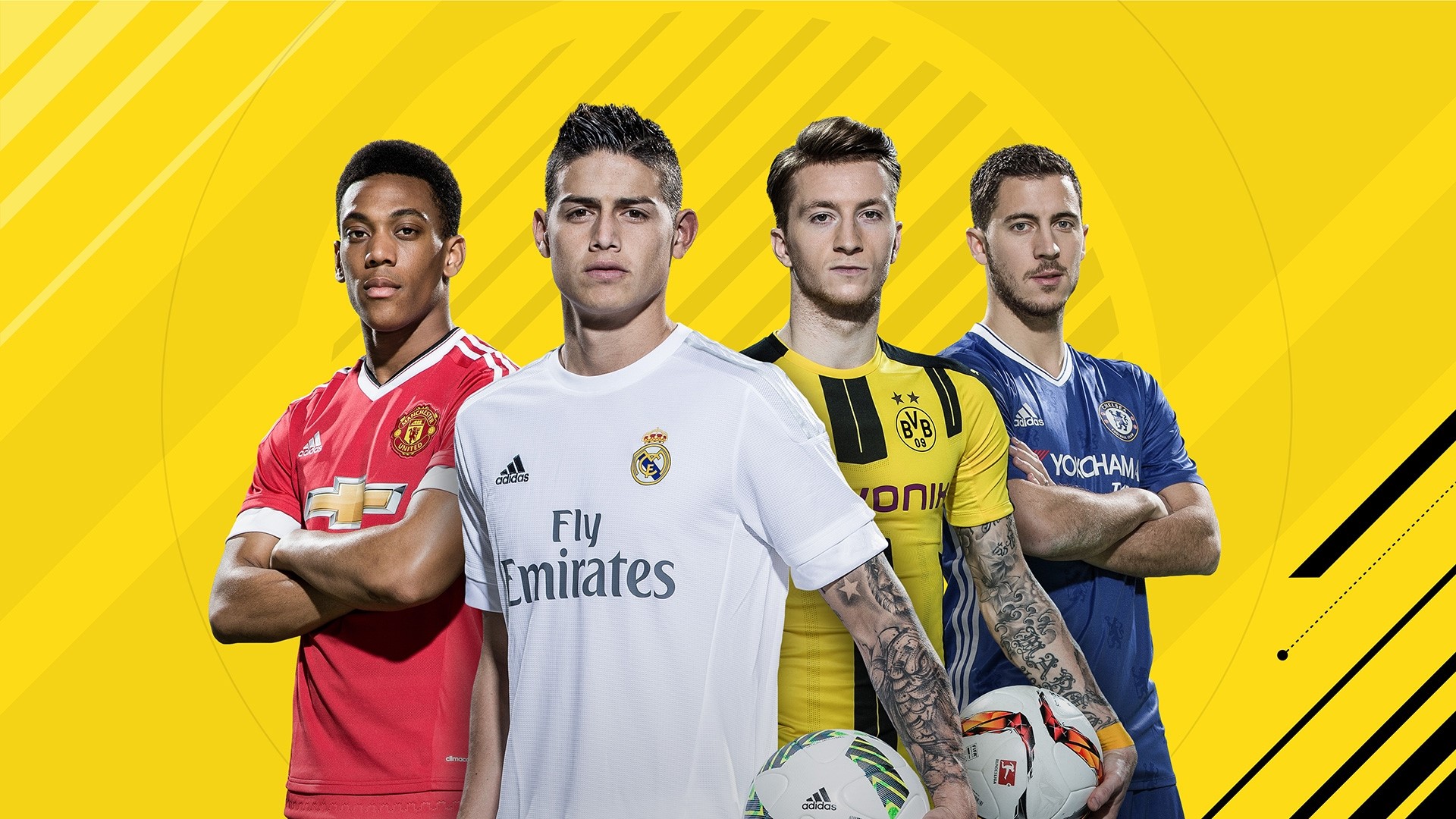 Anthony Martial, James Rodriguez, Marco Reus, Eden Hazard HD Wallpaper