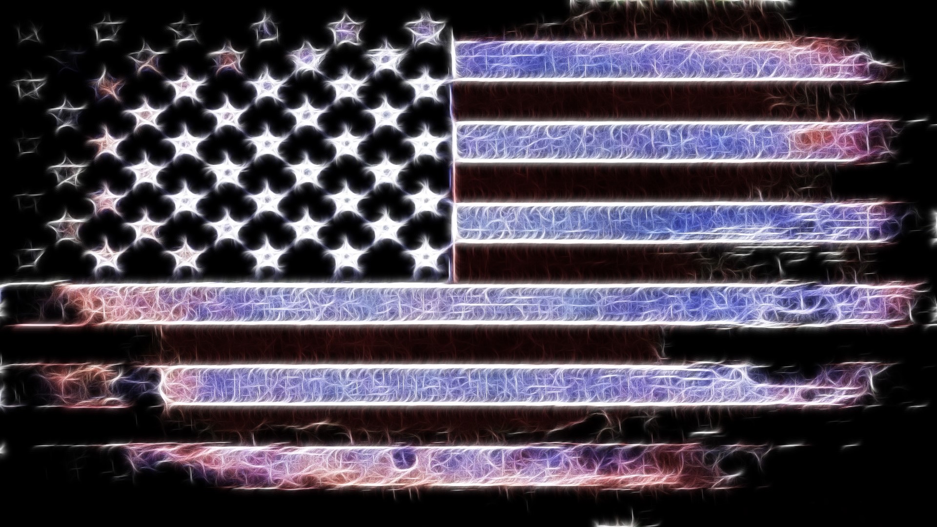 Abstract American Flag with Neon Glow HD Wallpaper