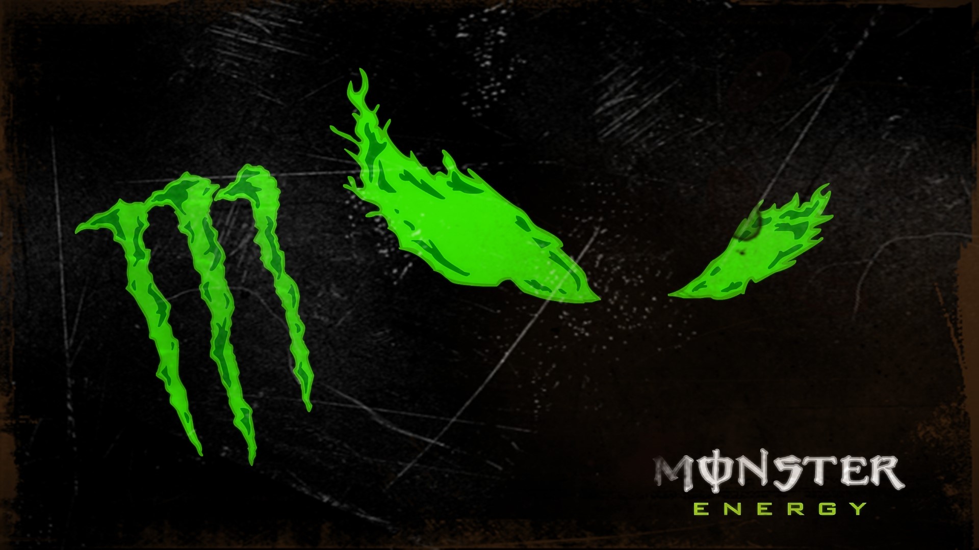 Monster Energy logo with green flames HD Wallpaper