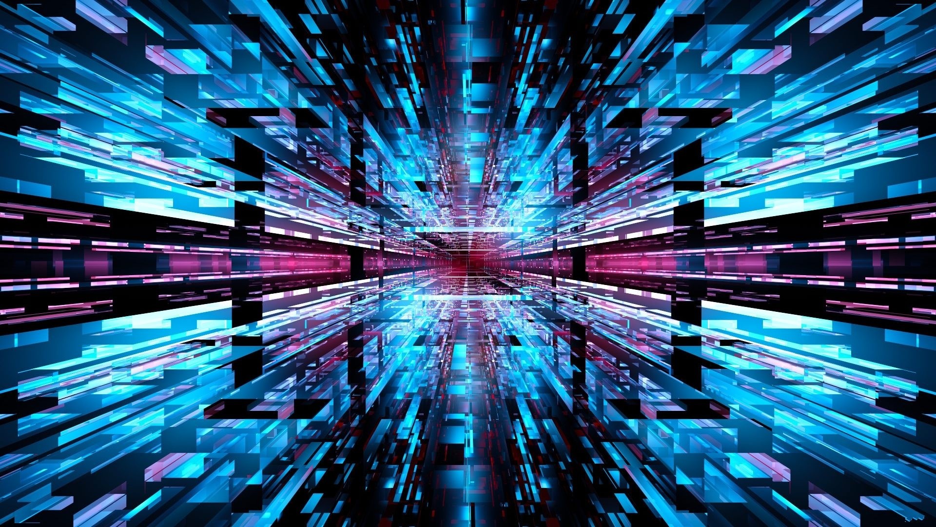 Abstract blue and pink geometric tunnel HD Wallpaper