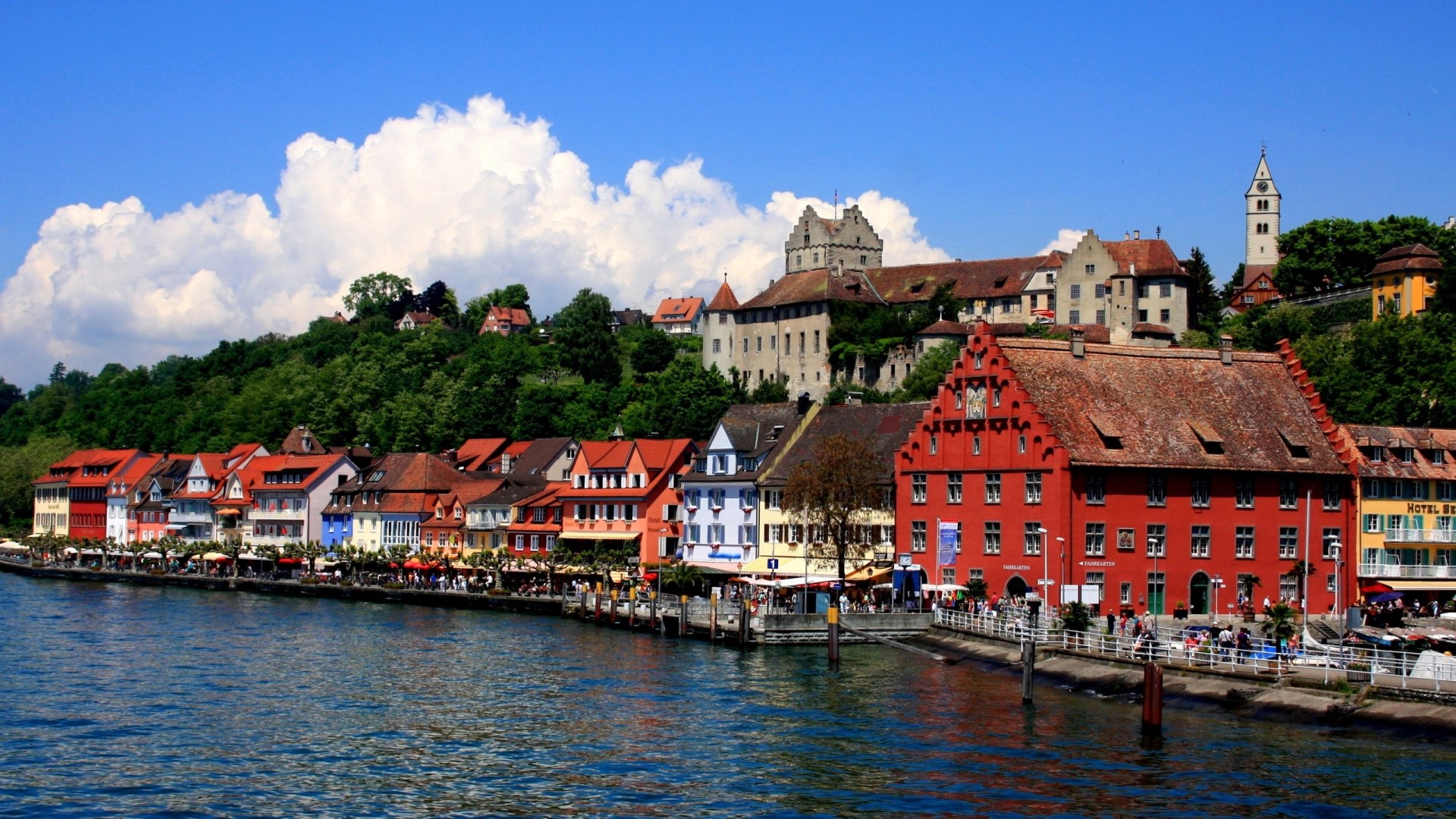 Hagnau Germany Lakefront Buildings and Castle HD Wallpaper
