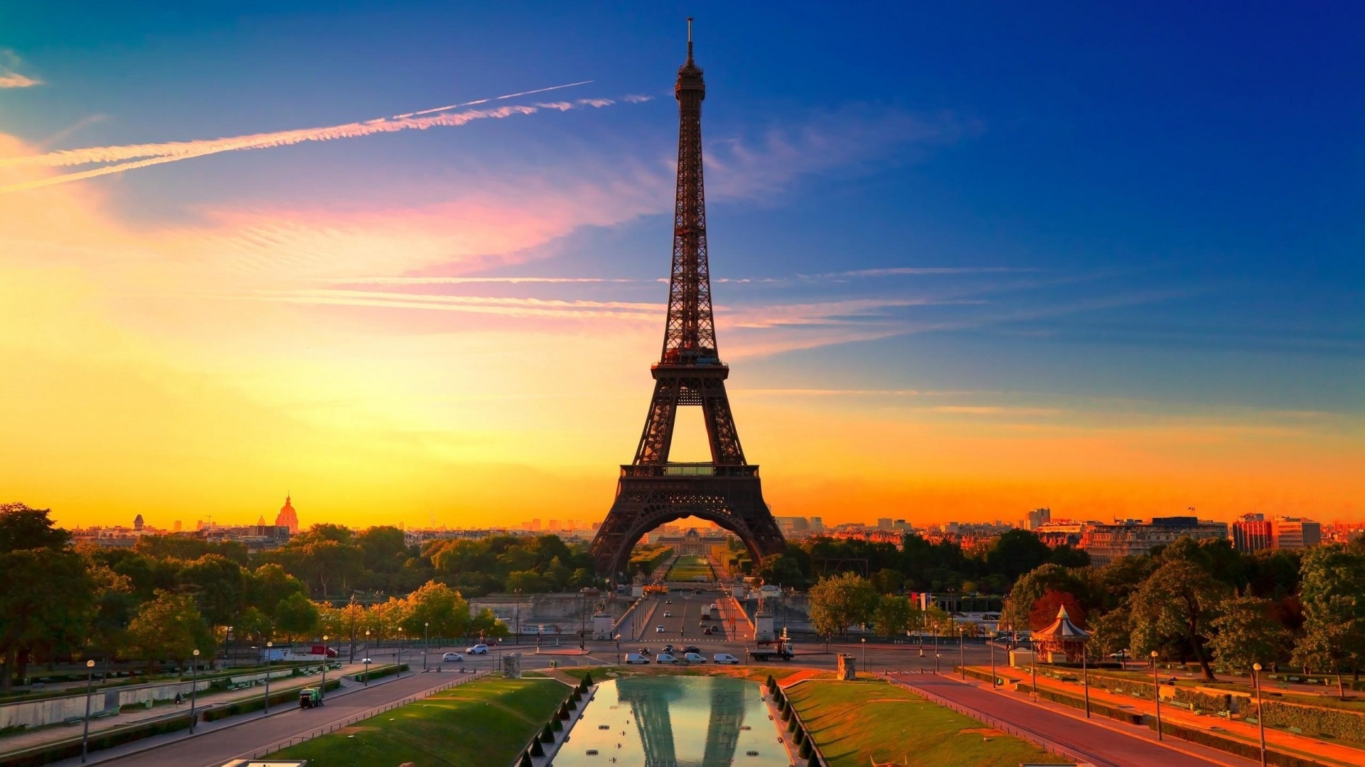 Eiffel Tower Paris Sunset HD Wallpaper