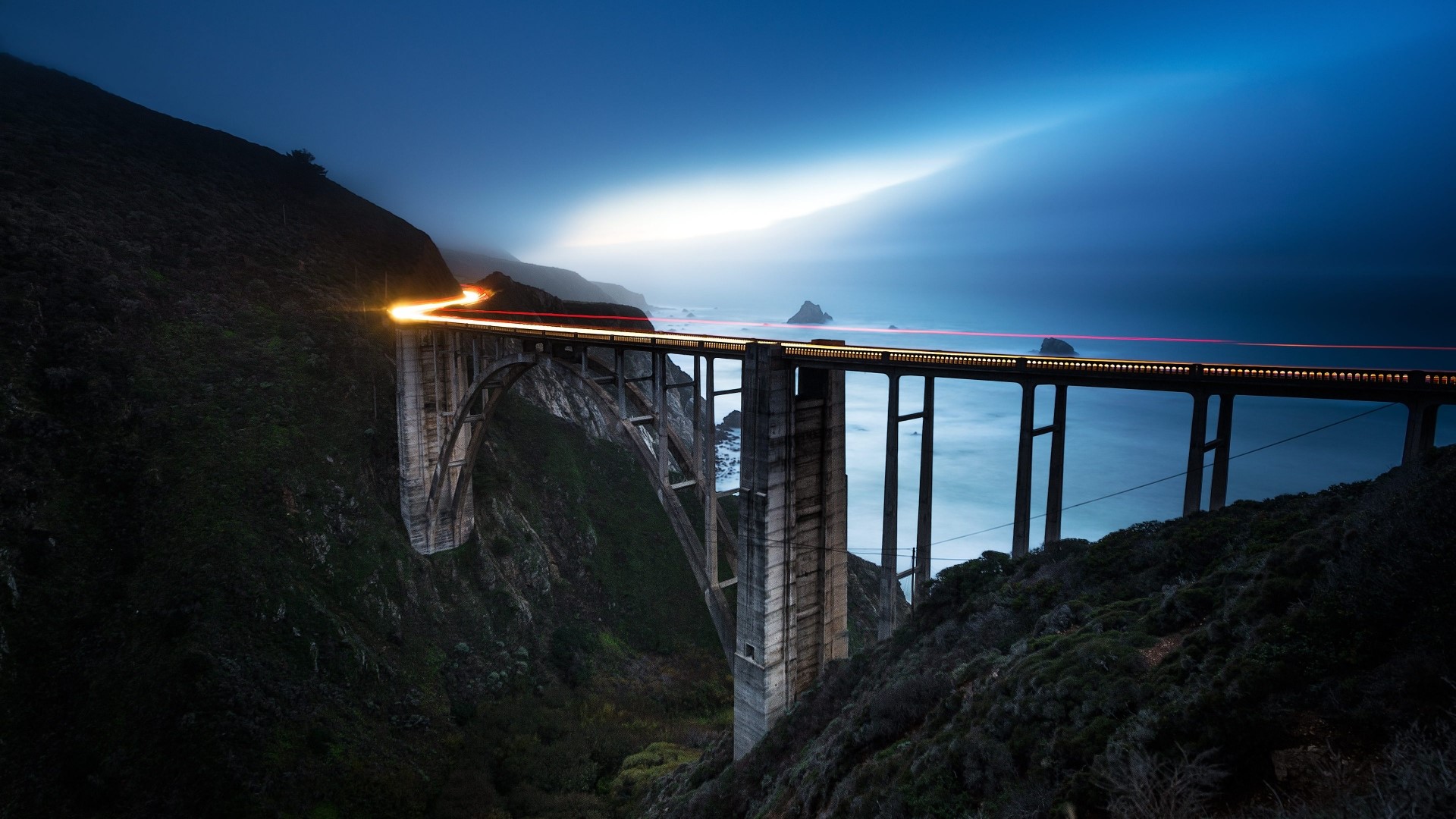 Bixby Bridge on a Foggy Coastline HD Wallpaper