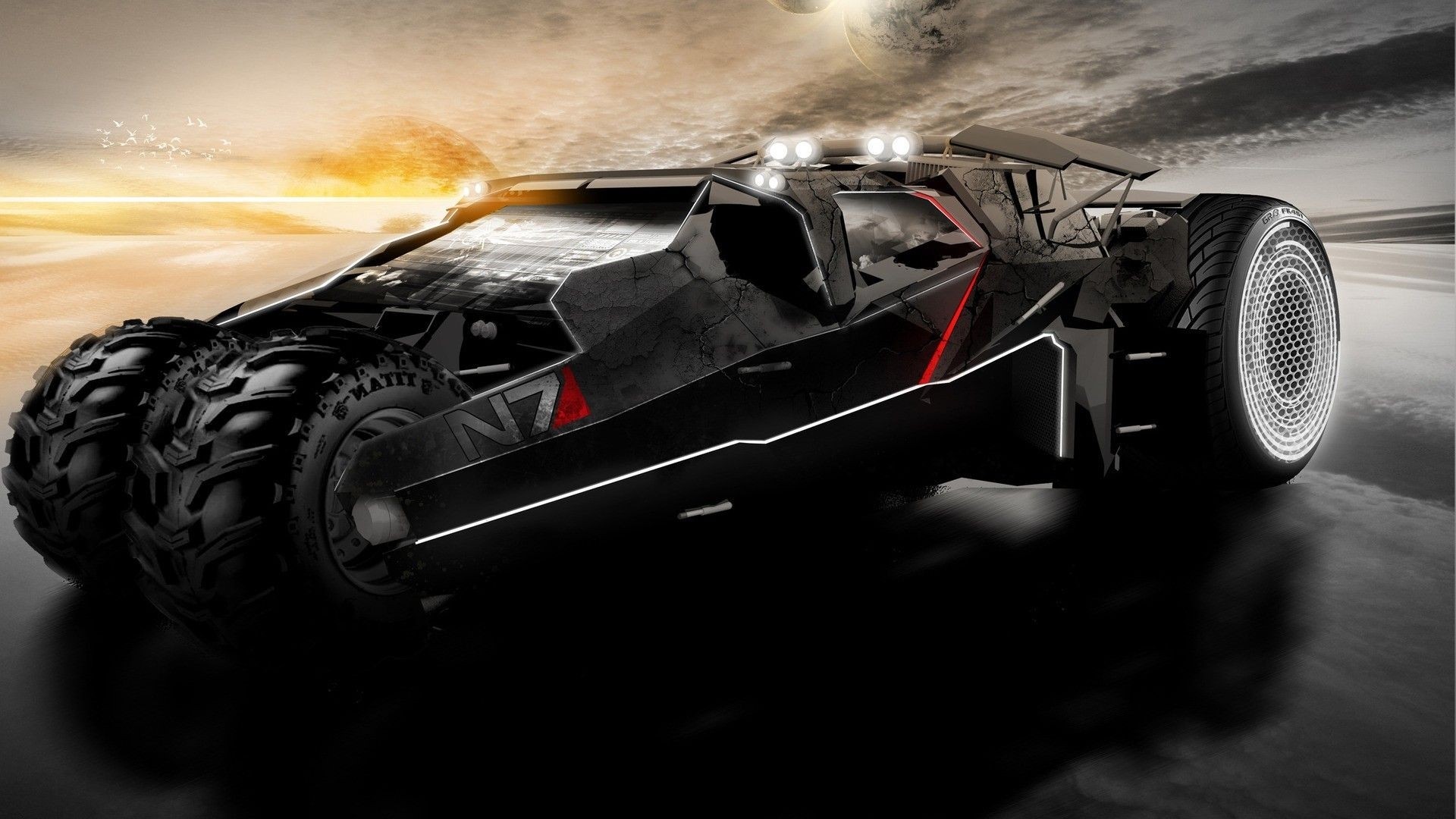 N7 Batmobile on a road HD Wallpaper