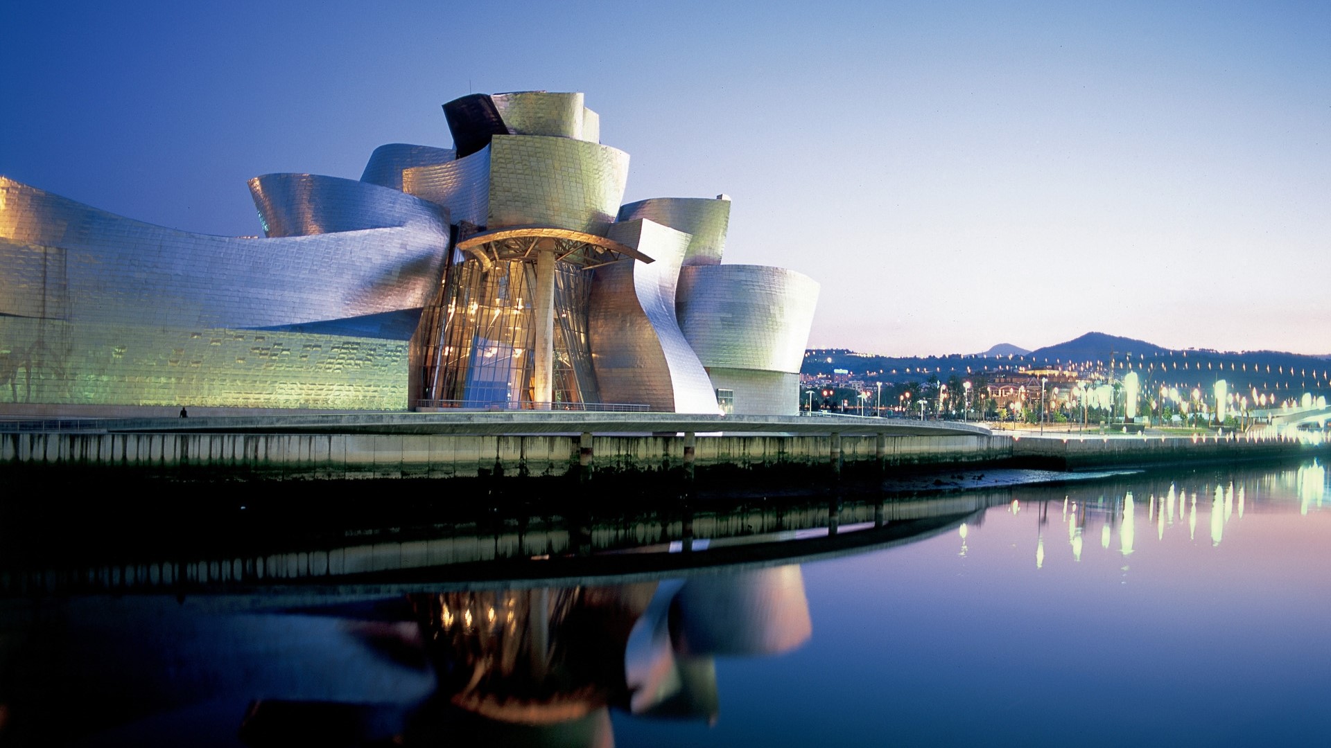 Guggenheim Museum Bilbao Spain at dusk HD Wallpaper