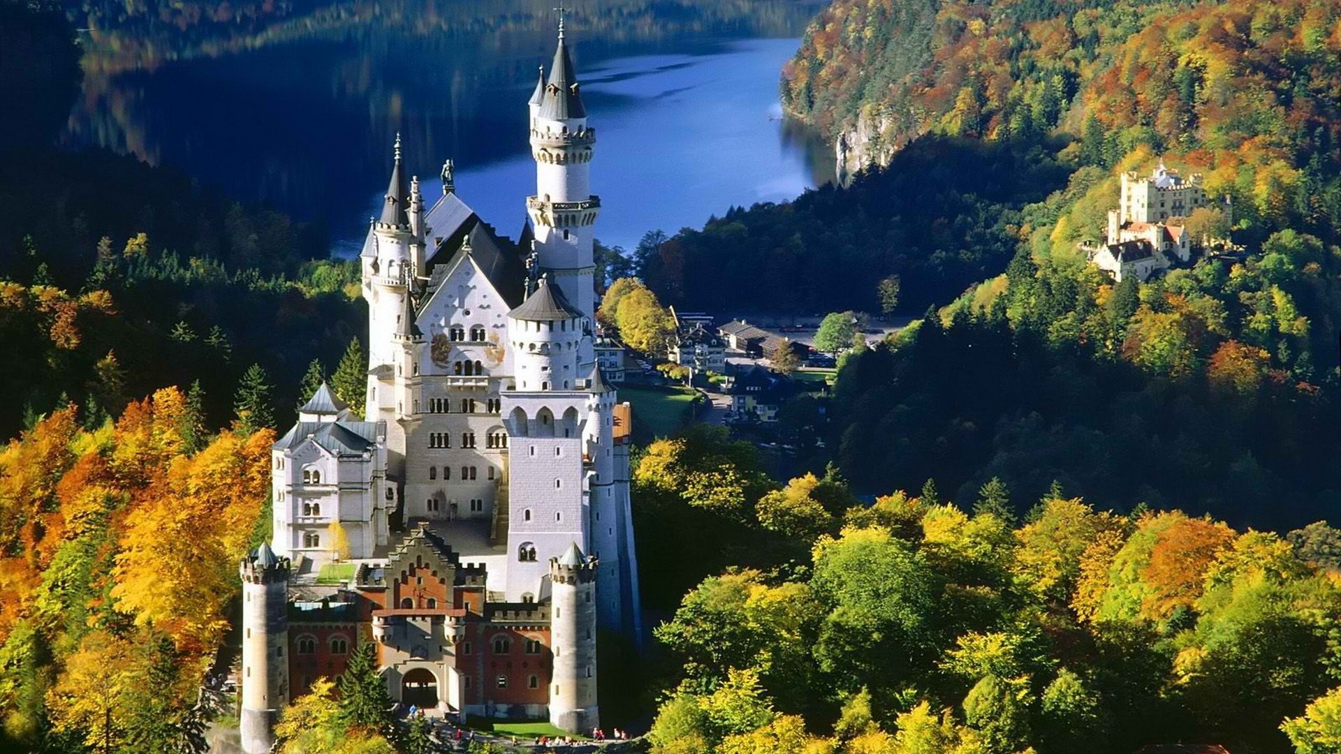 Neuschwanstein Castle in Germany during autumn HD Wallpaper