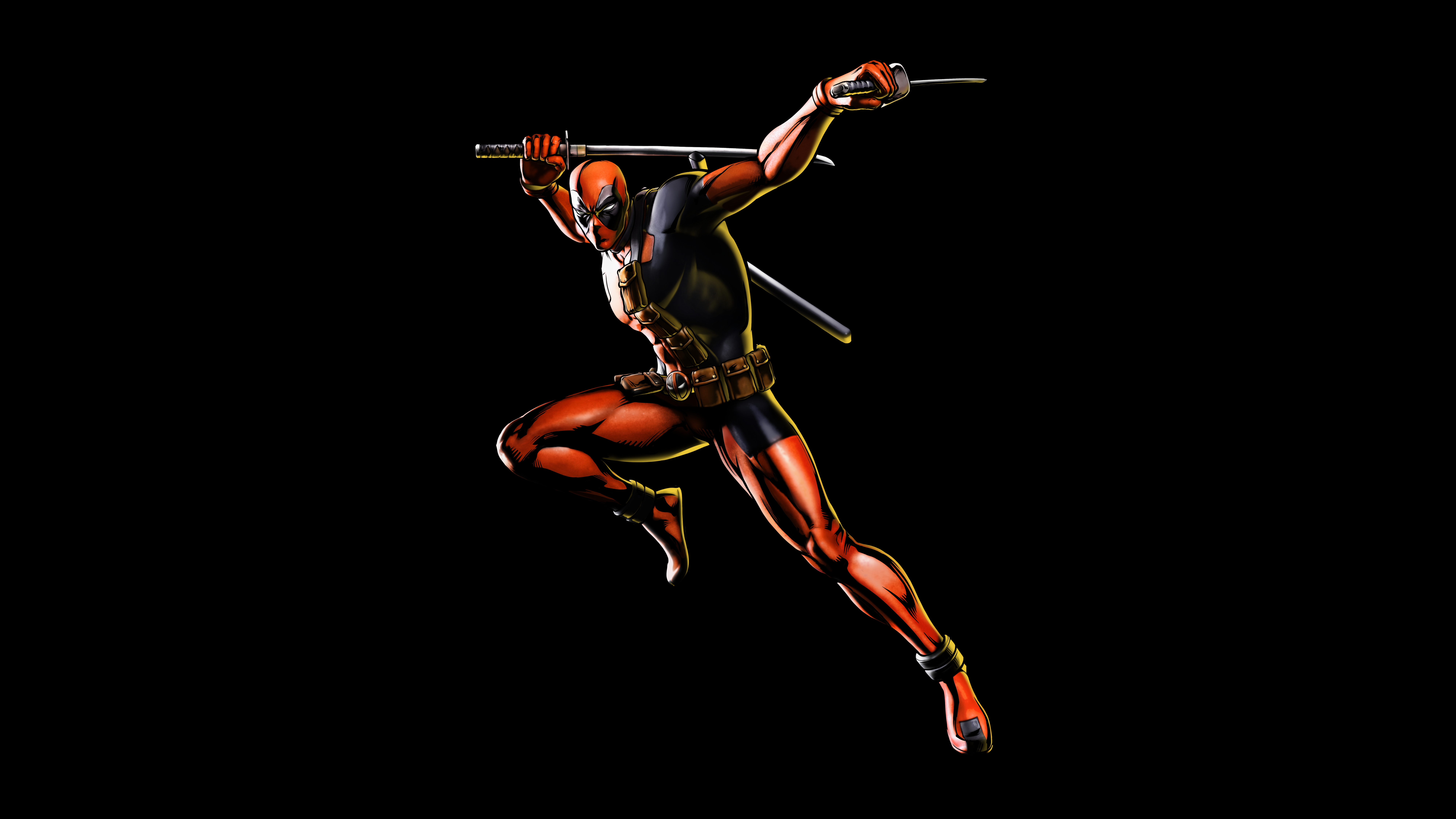 Deadpool from Marvel Comics with swords HD Wallpaper