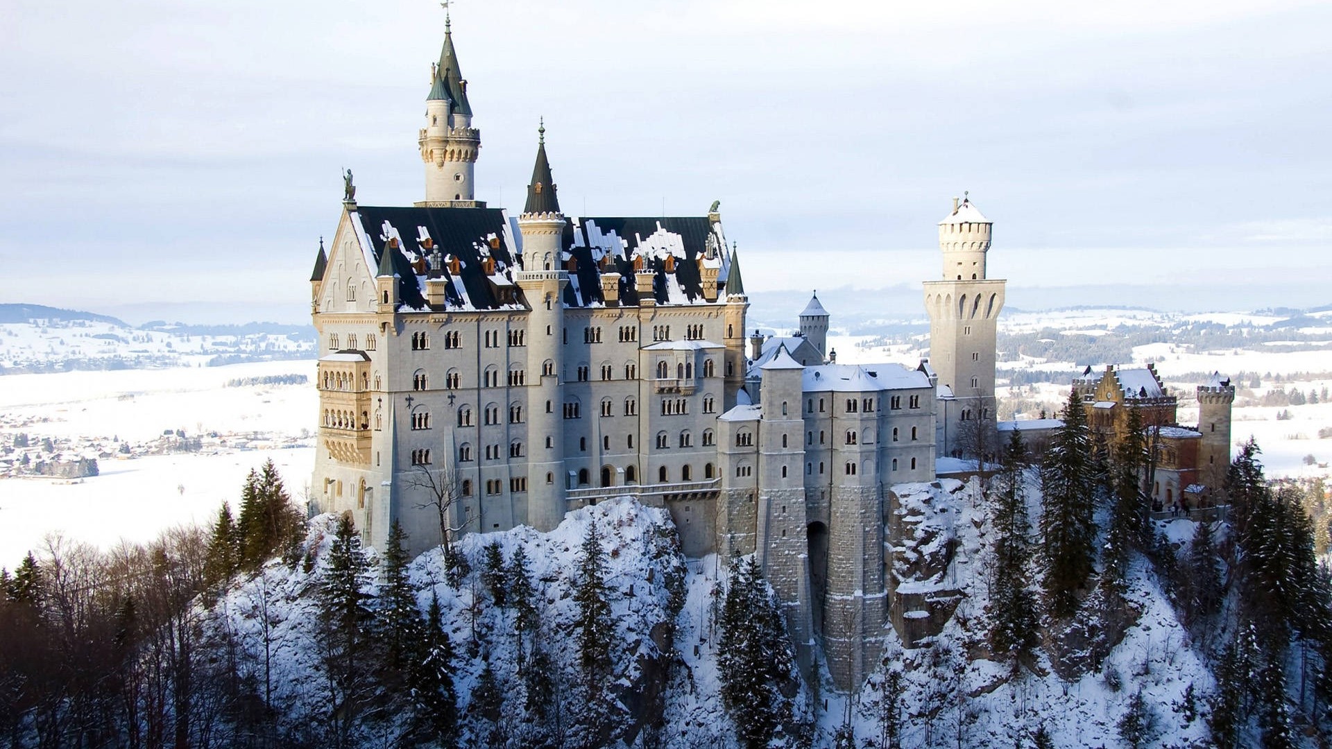 Neuschwanstein Castle in Germany during winter HD Wallpaper
