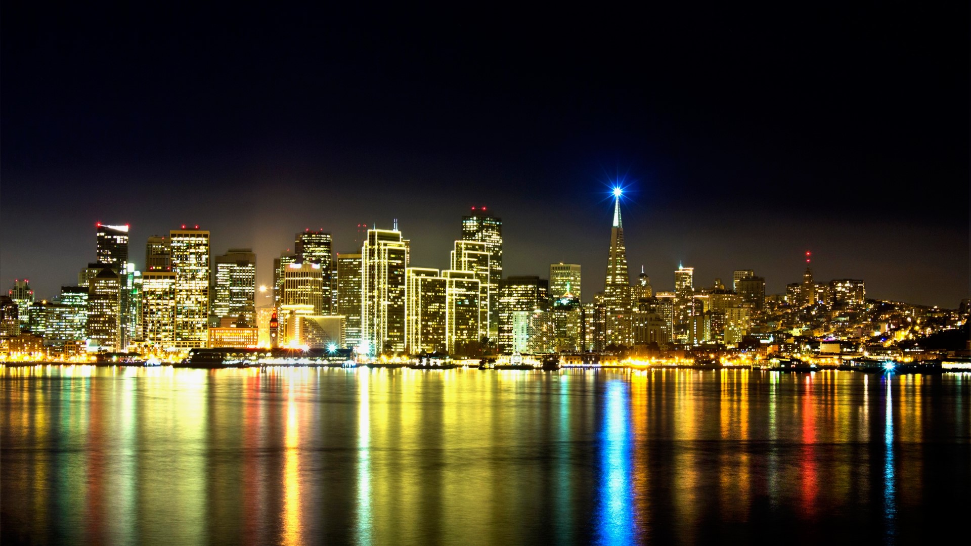 San Francisco Skyline at Night HD Wallpaper