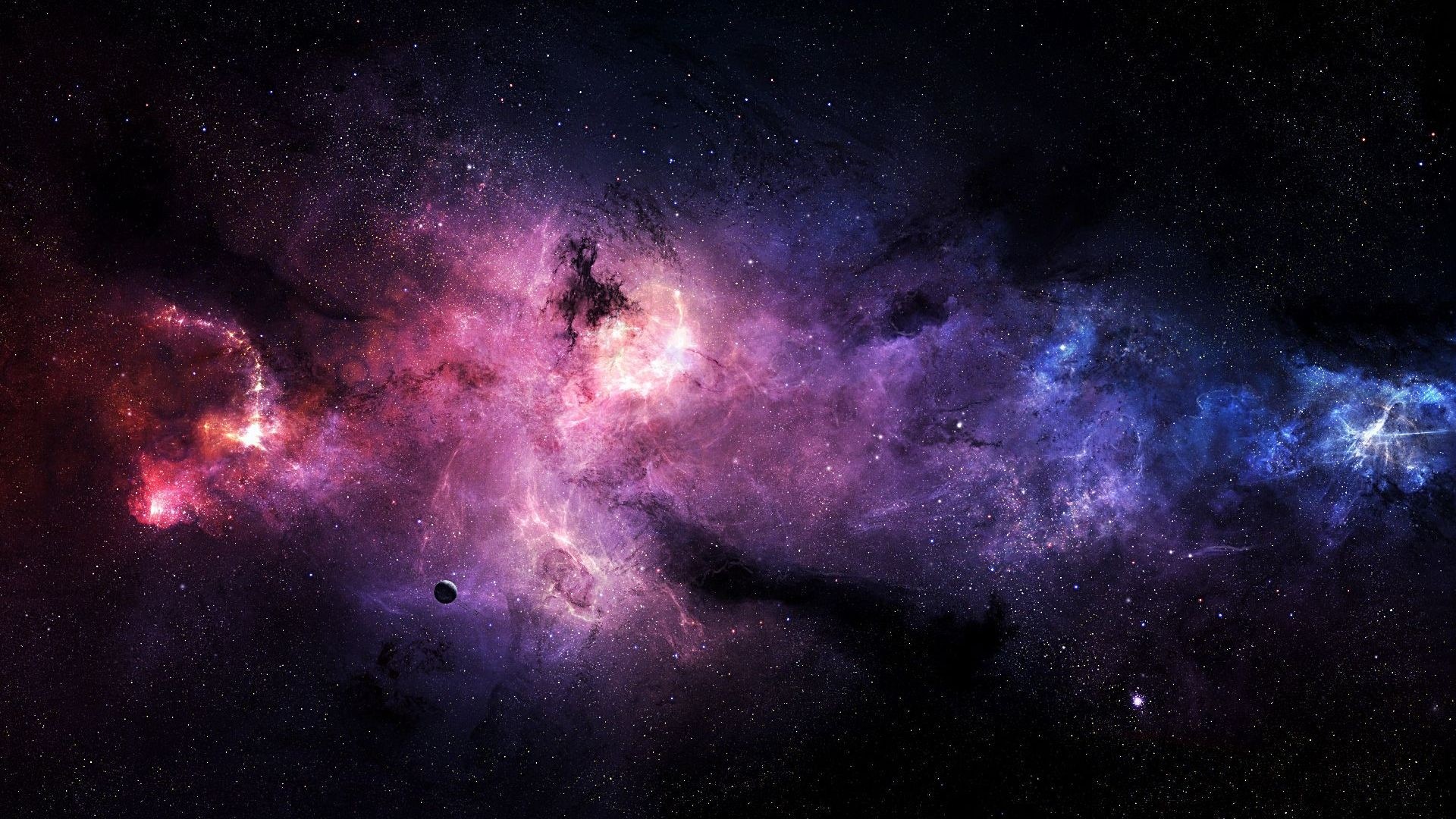 Space Galaxy with Nebula and Planet HD Wallpaper