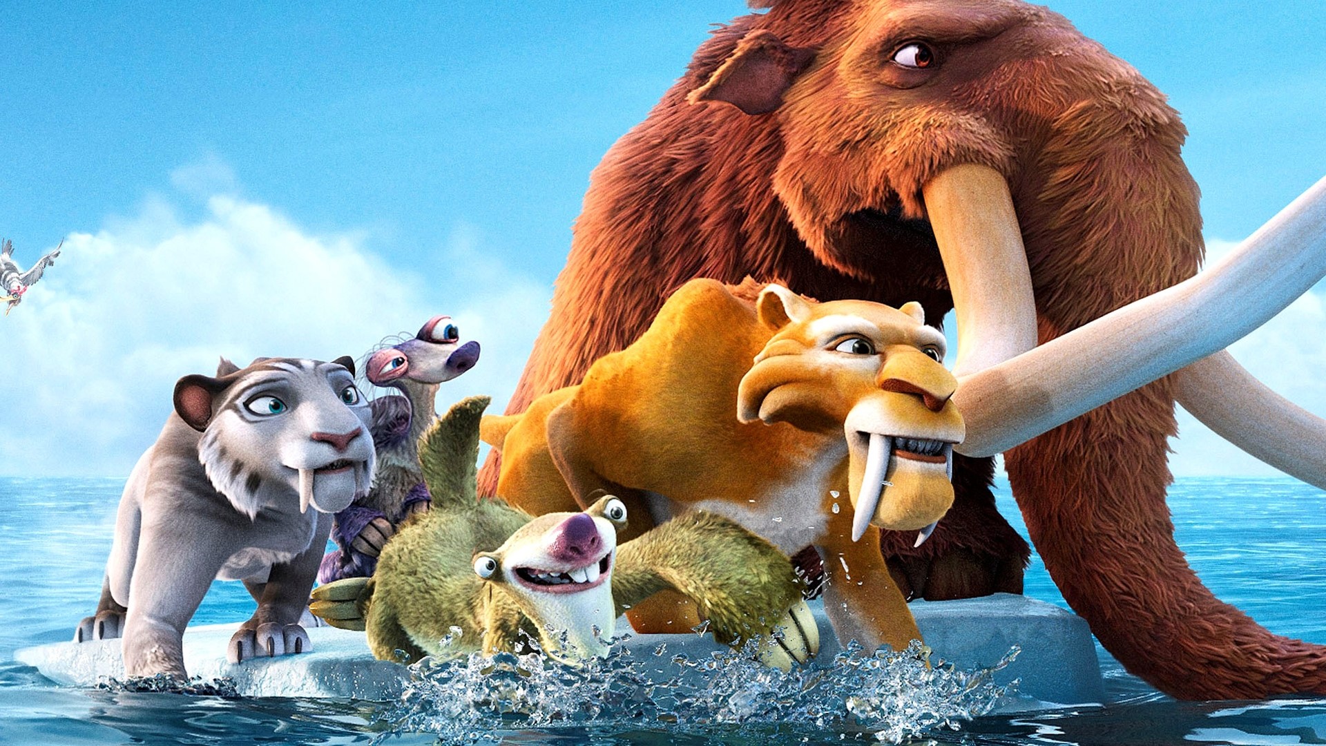 Ice Age 4 Characters on Ice Floe HD Wallpaper