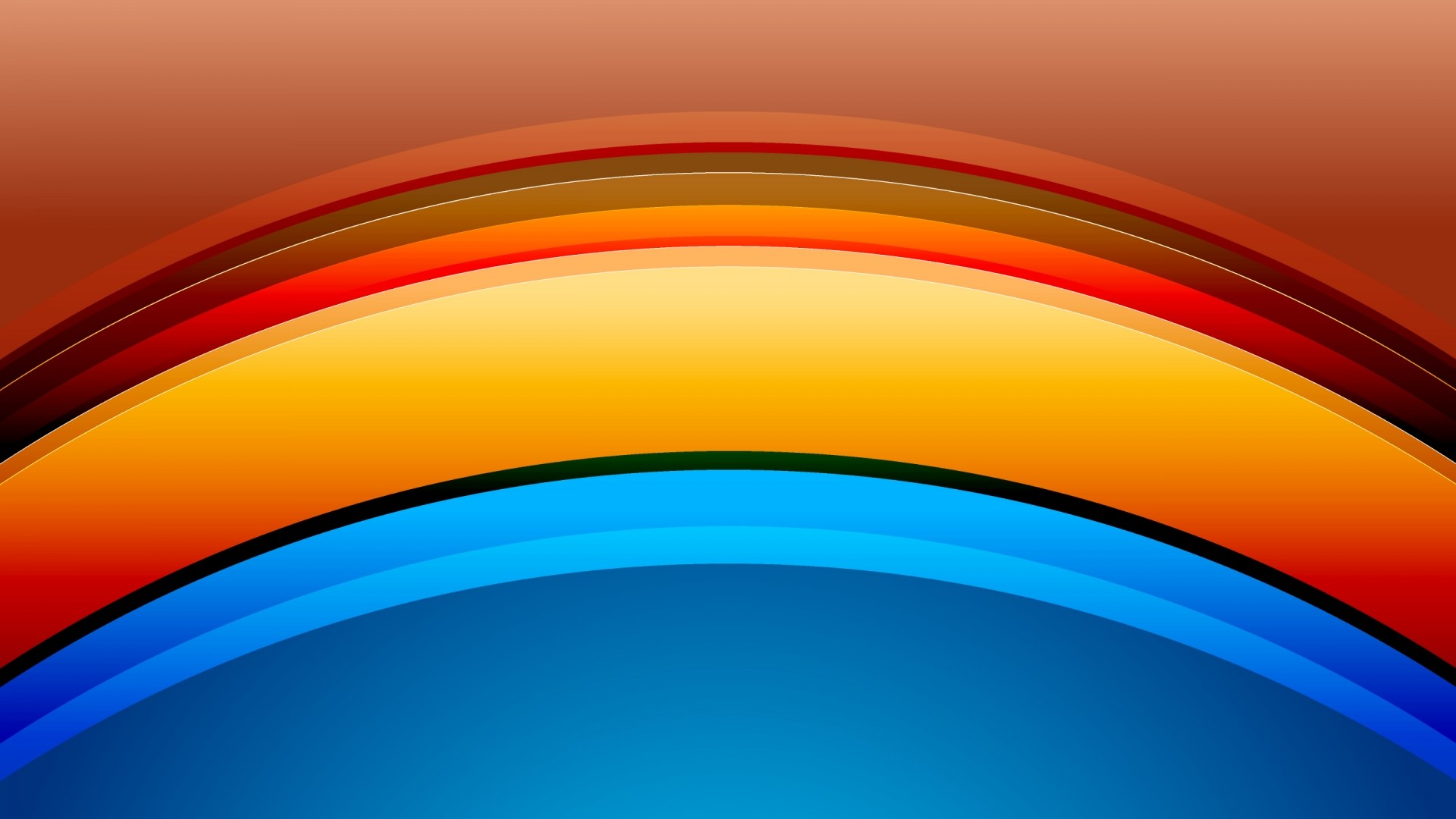 Abstract Solar Arch with Colorful Waves HD Wallpaper