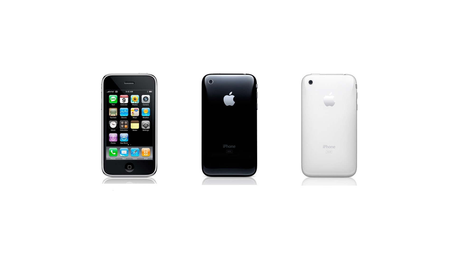 Three iPhones displayed on a white background HD Wallpaper