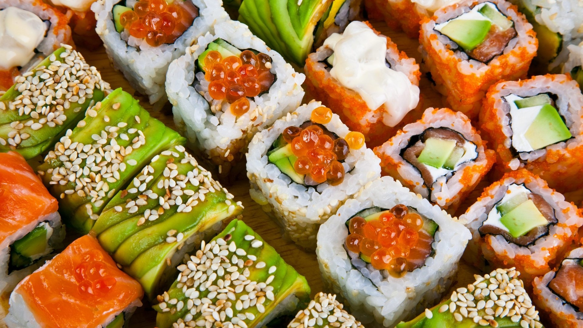 Assortment of Sushi Rolls HD Wallpaper