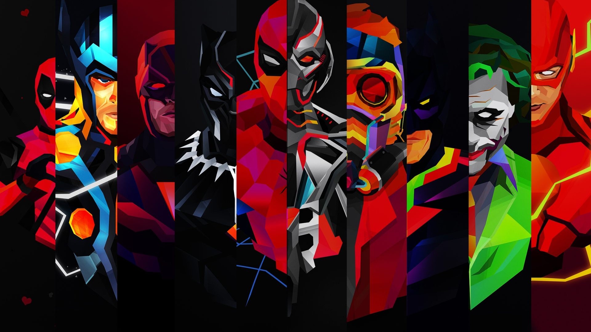 Collage of comic book superheroes and villains HD Wallpaper