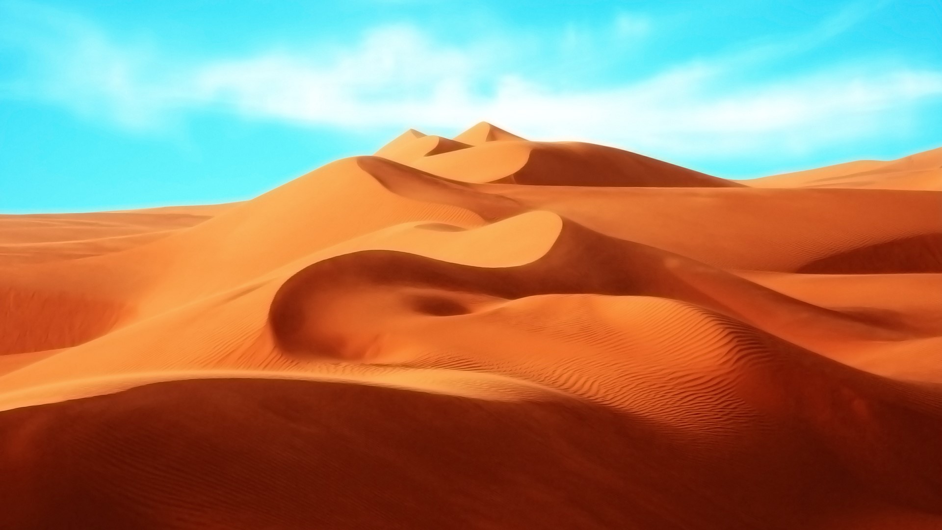Desert Dunes Under a Blue Sky HD Wallpaper
