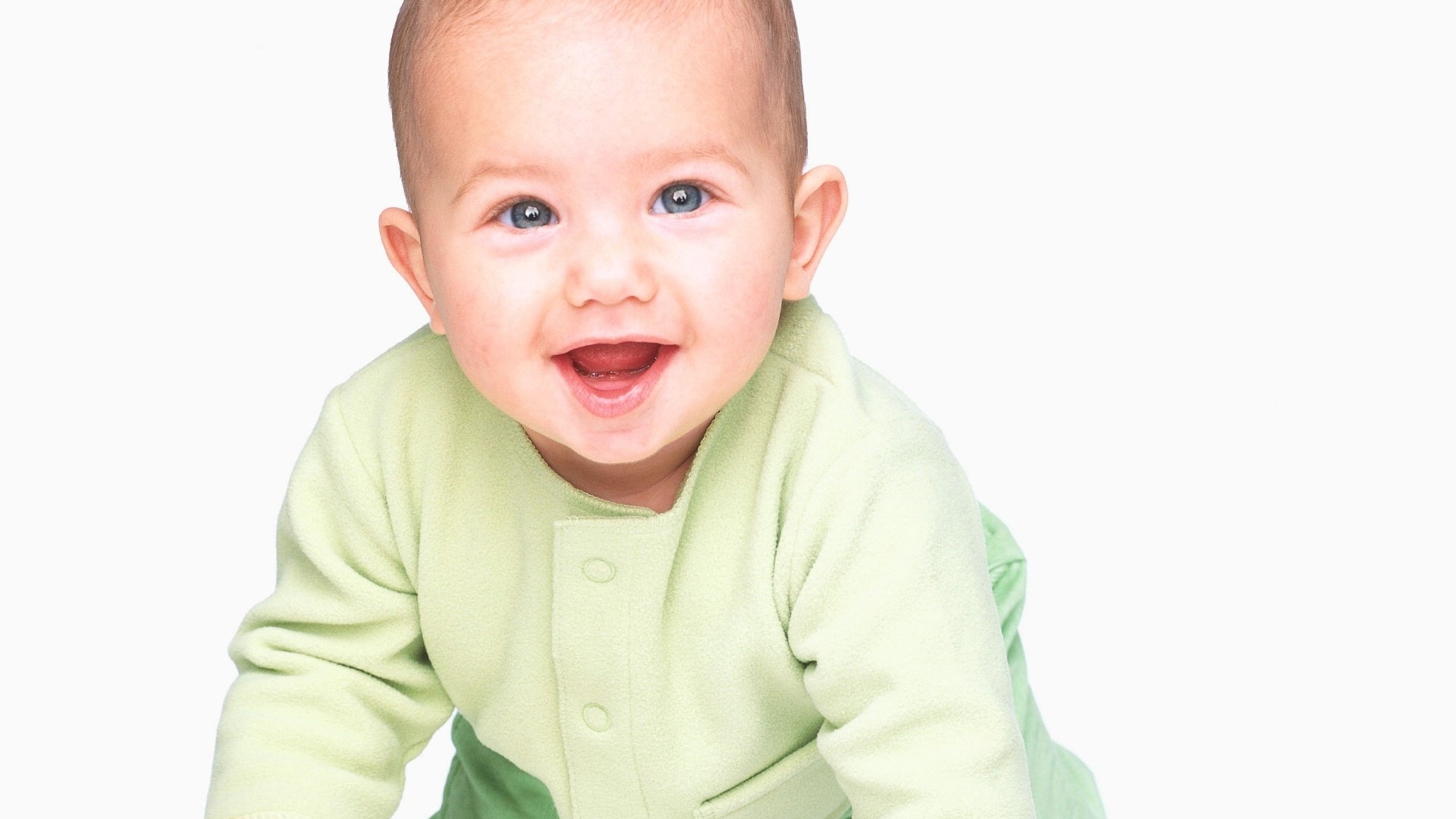 Cute Baby in Green Outfit HD Wallpaper
