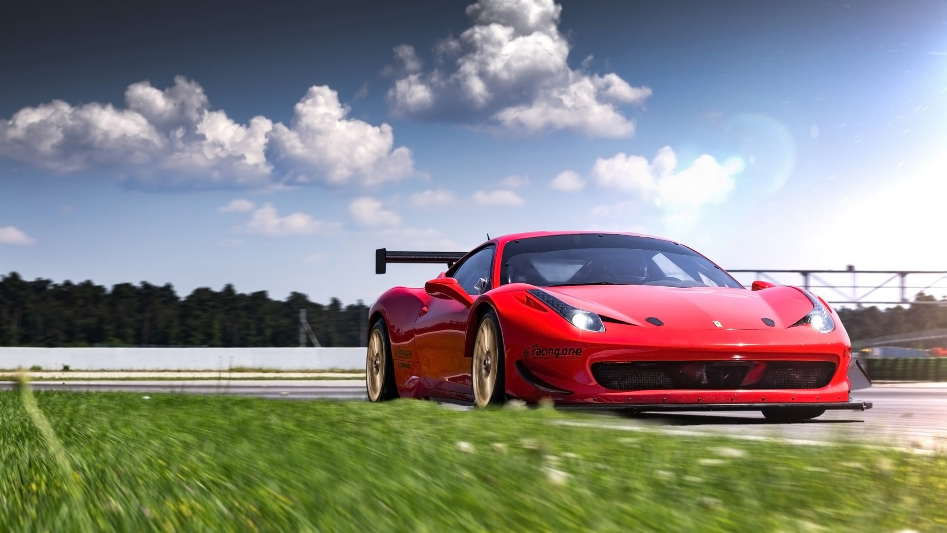Red Ferrari 458 GT3 Racing One Loma Wheels HD Wallpaper