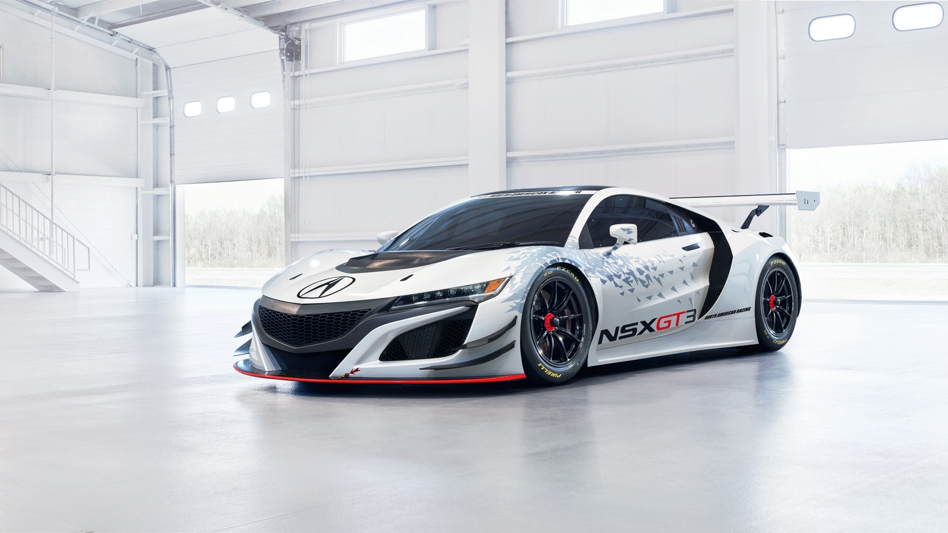 2017 Acura NSX GT3 race car in white HD Wallpaper