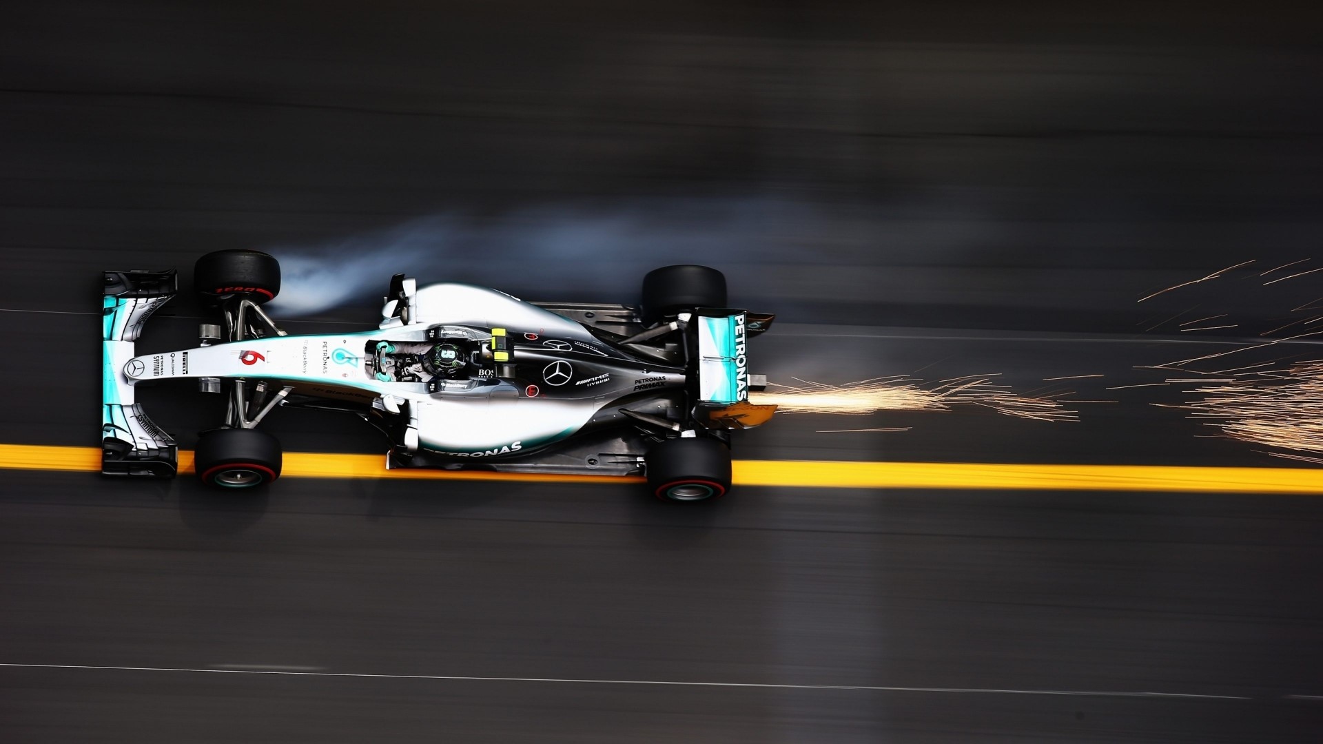 Mercedes F1 Racing Car with Sparks HD Wallpaper